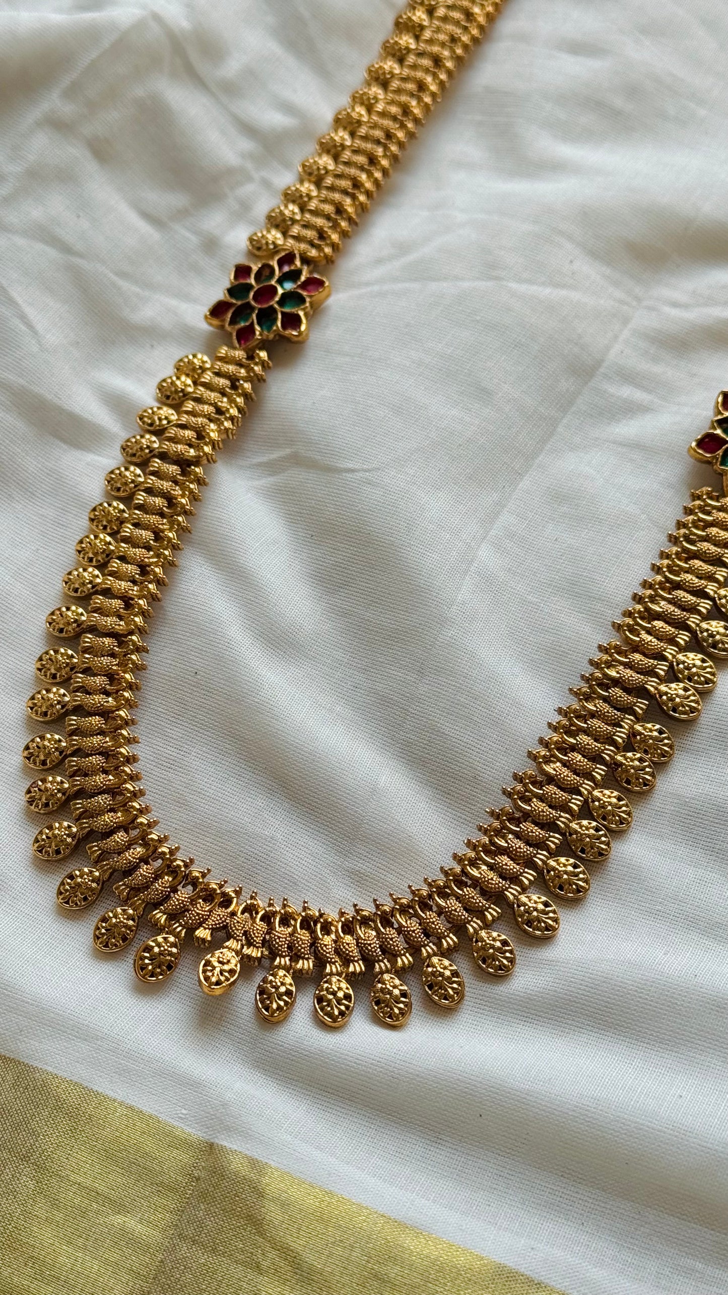 Long peacock coin neckpiece statement piece - YCGPNP725