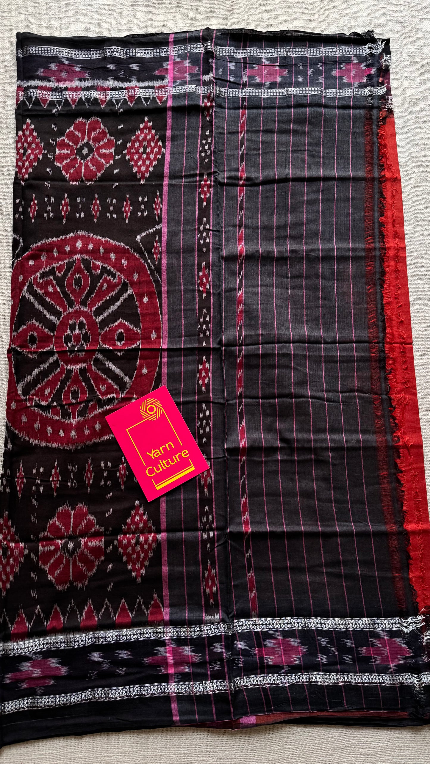 Palasha - brick red Sambalpuri handloom cotton - YCHOTESJA204