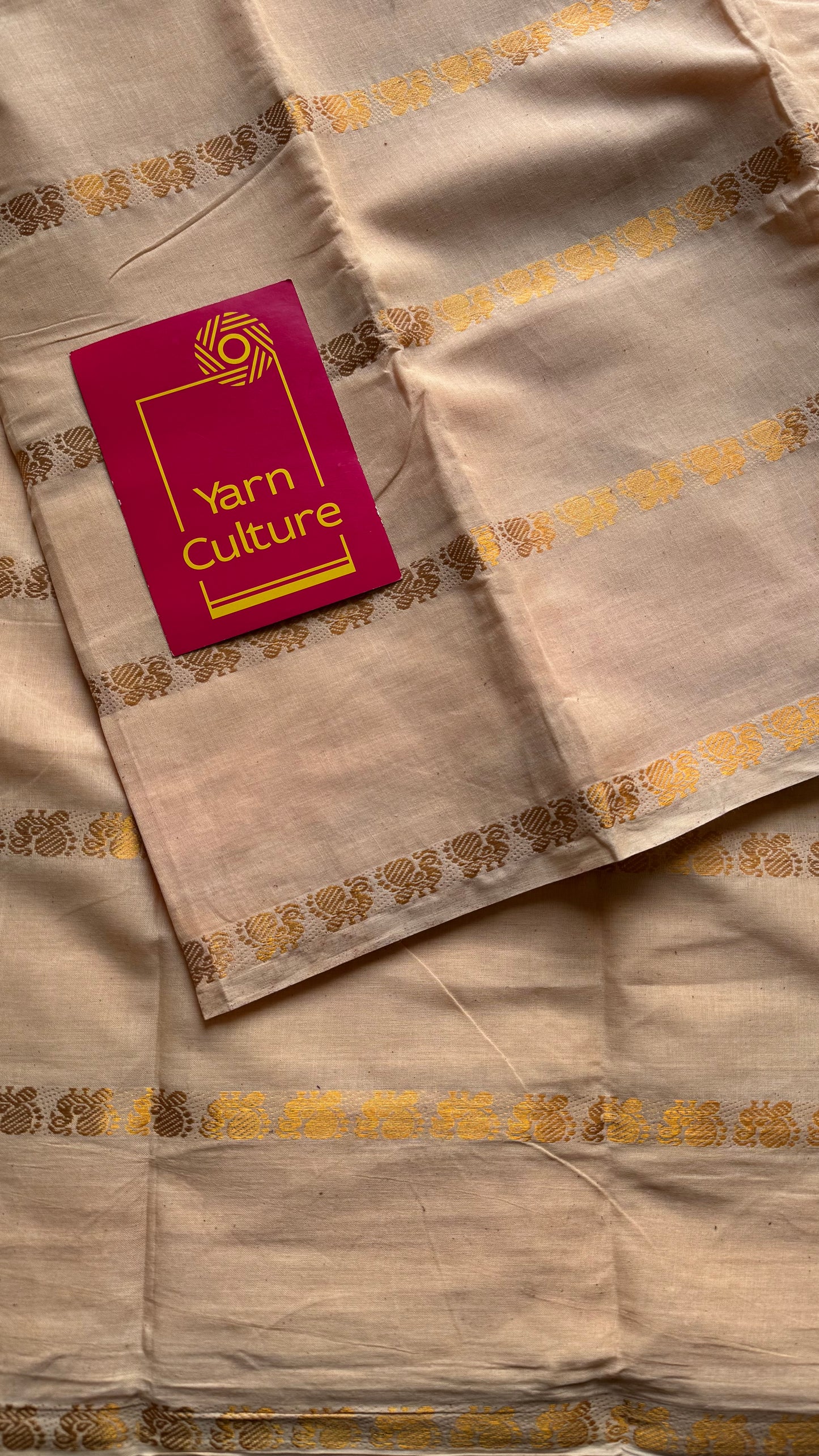 Sandal shade with multi peacock motif lines, kattuchayam dyed sungudi cotton - YCCOTNMSFE261