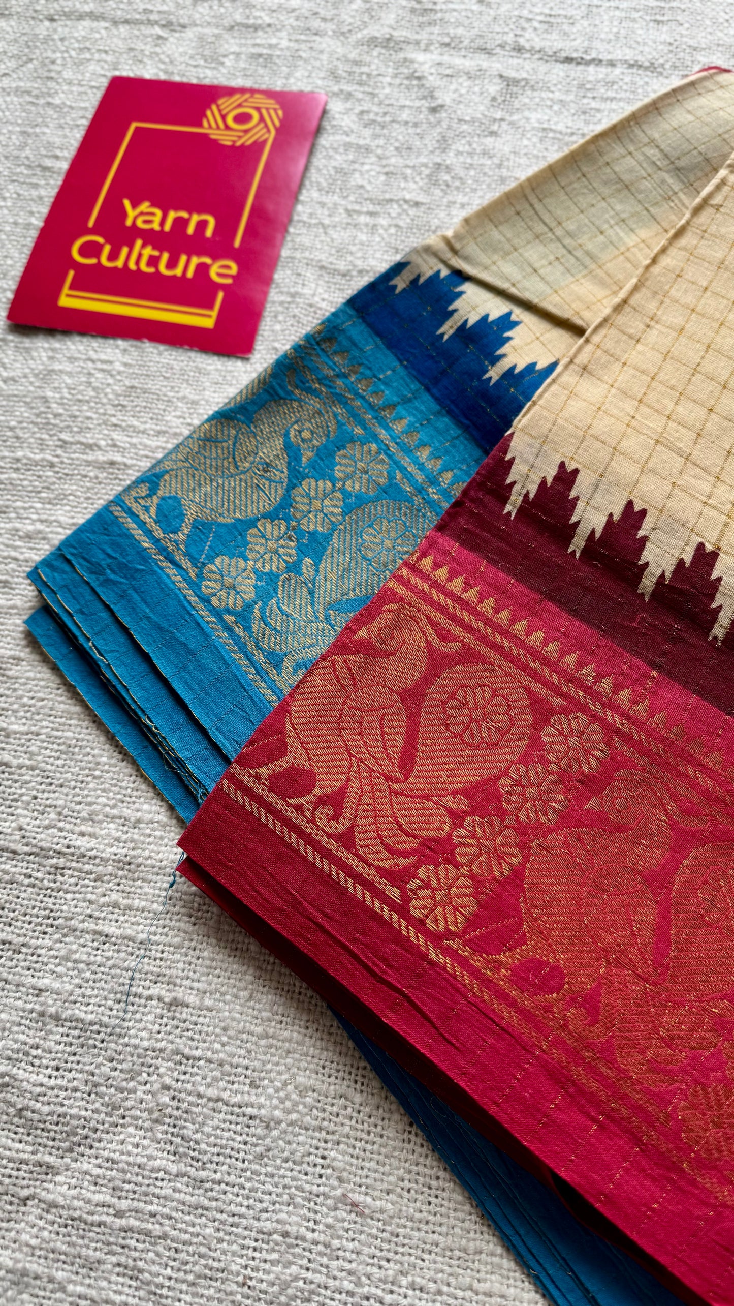 Blue - maroon sungudi cotton checks, sandal colour base, soft cotton - YCCOTNJSUN02