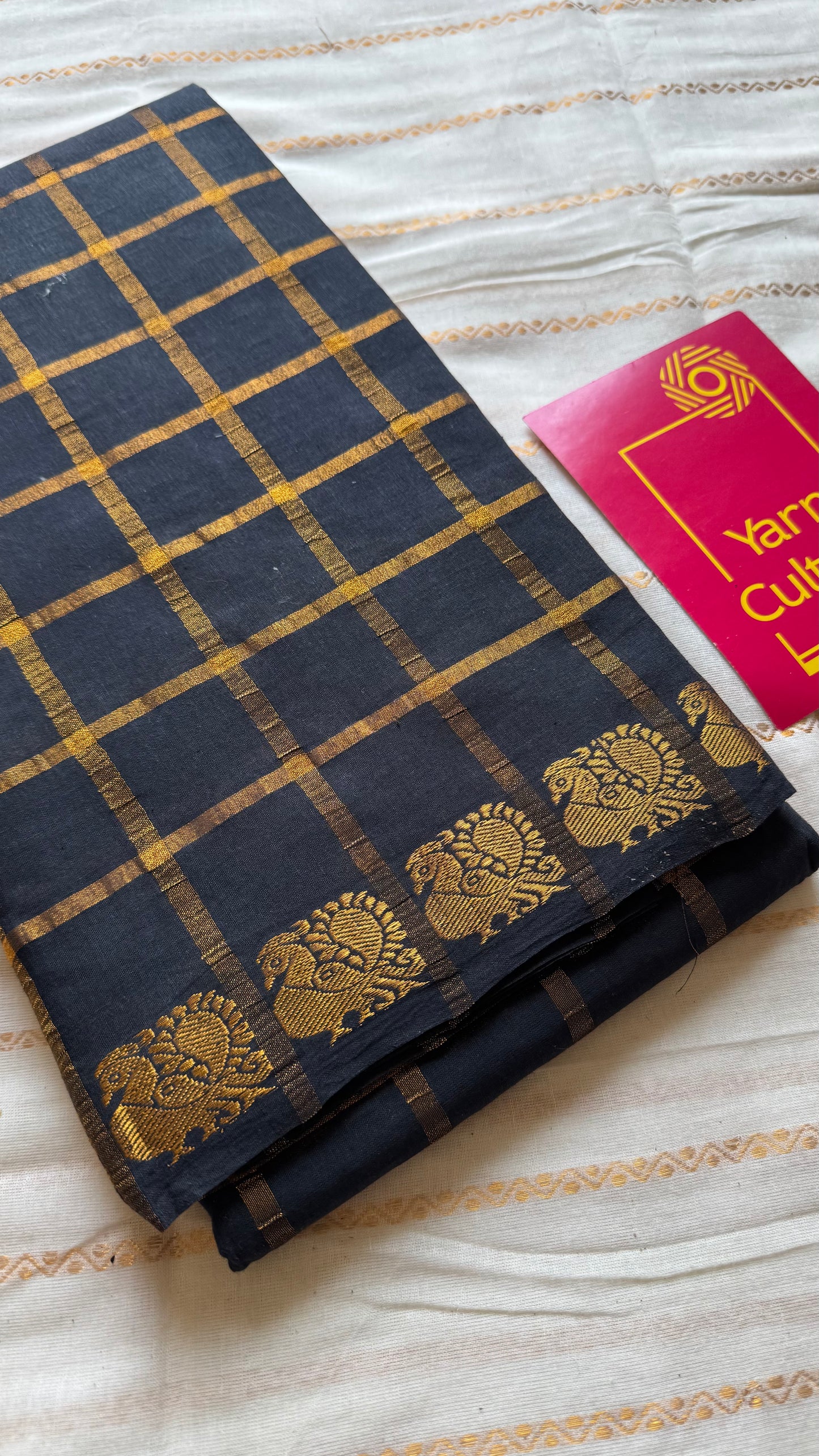 Black pavithra kattam kattuchayam dyed madurai cotton saree - YCCOTNMSAP124