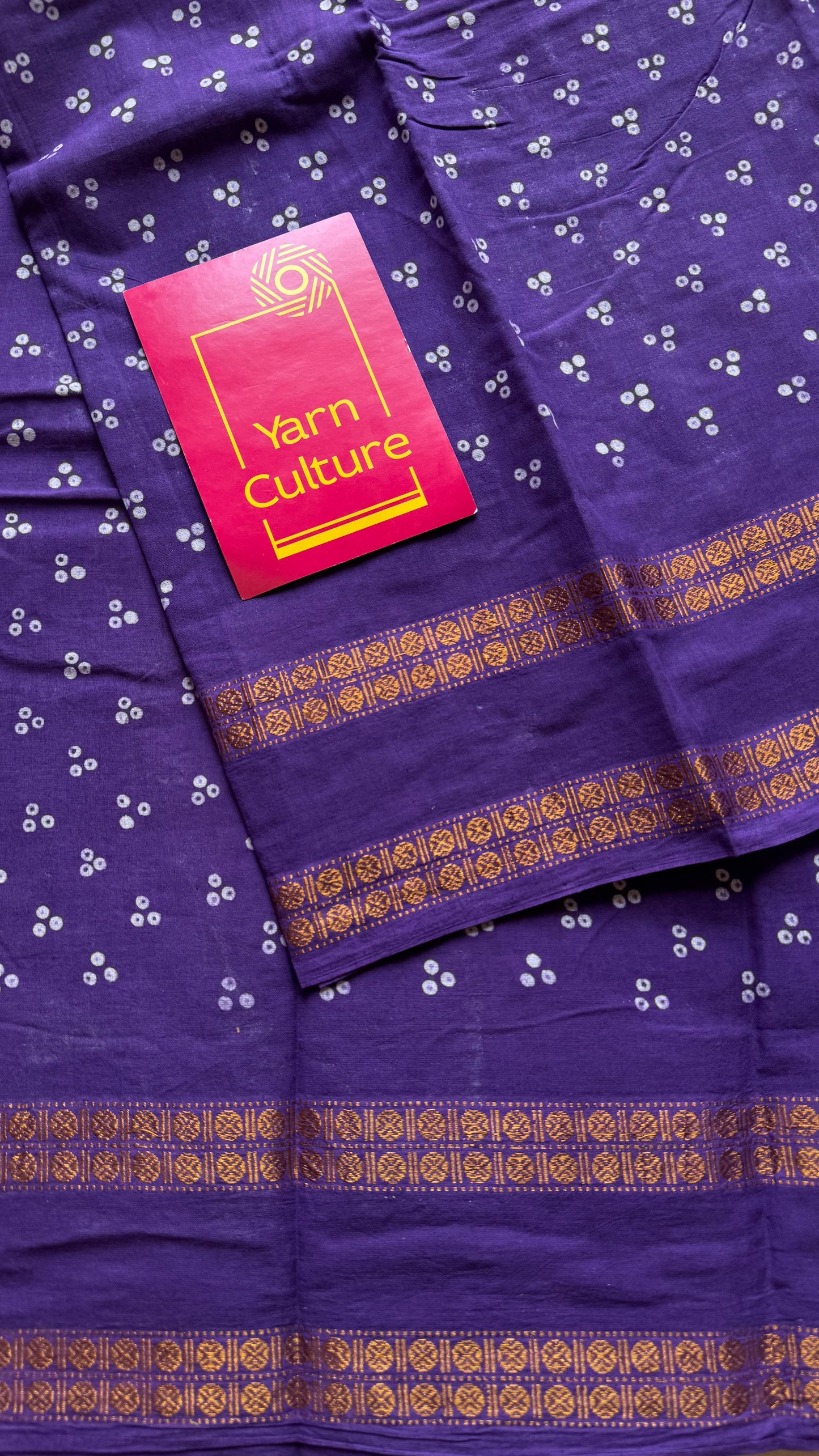 Purple, wax dot printed sungudi, kattuchayam dyed madurai cotton - YCCOTNMSAP151
