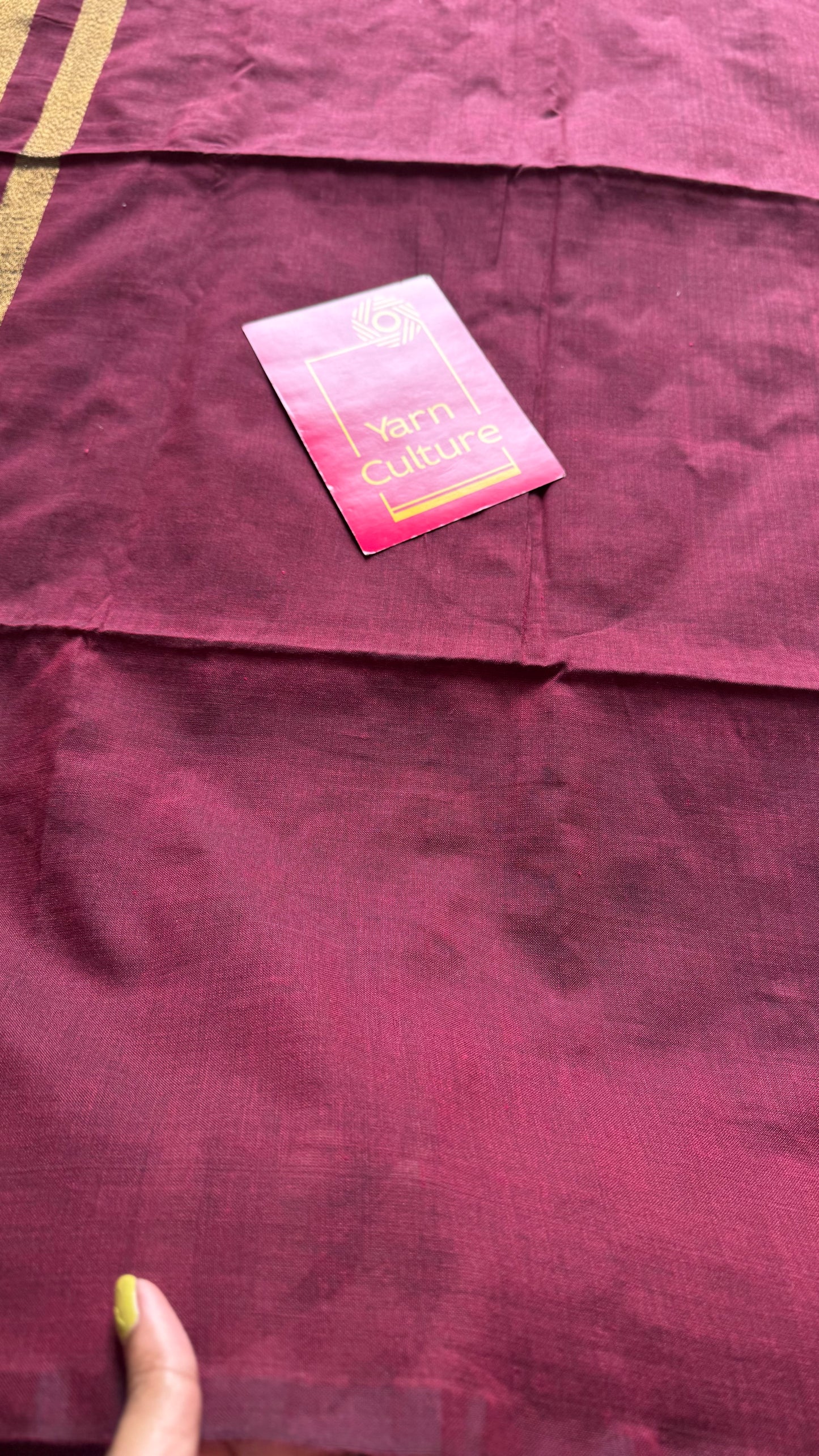 Maroon khadi with antique gold pallu - YCBCKZPSE05