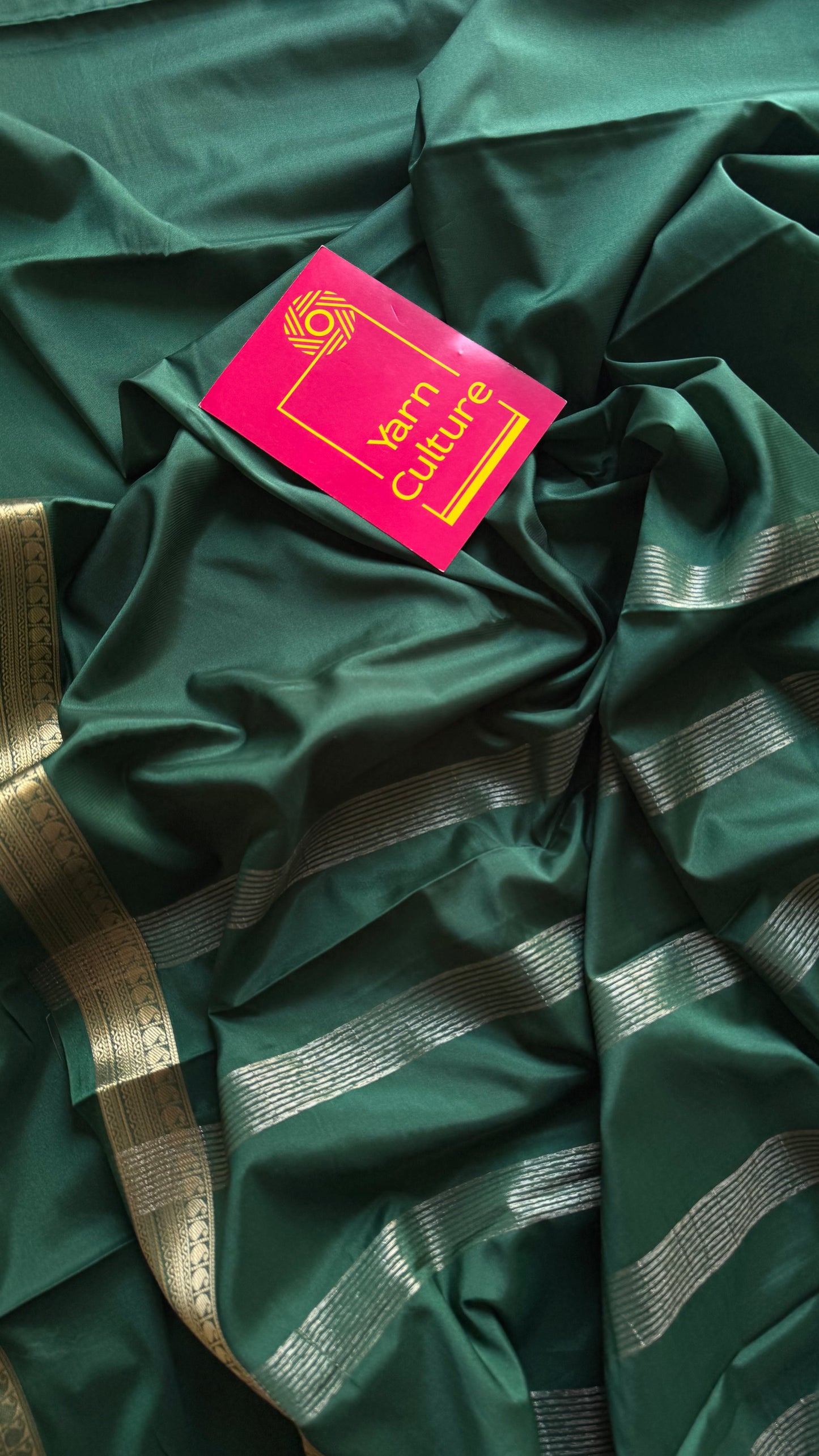Dark green Mysore semi crepe silk saree - YCLOKFE236