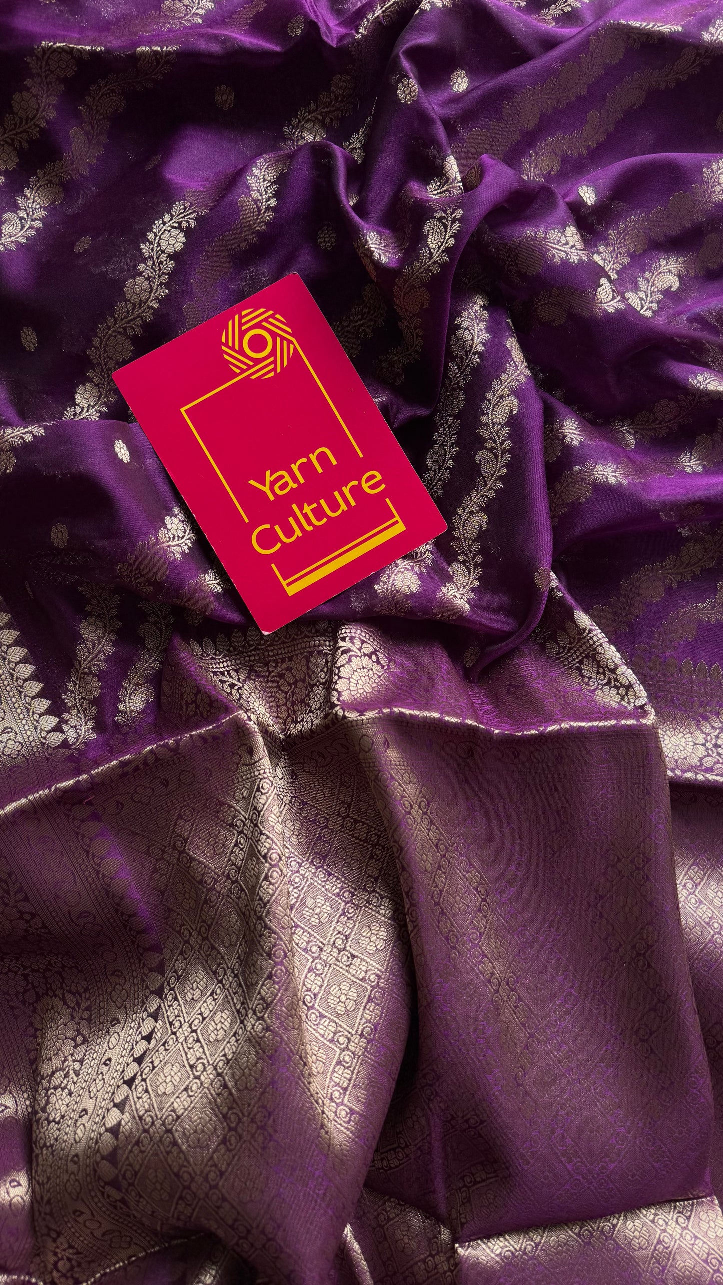 Purple floral zari, Banarasi semi-georgette - YCDESE15