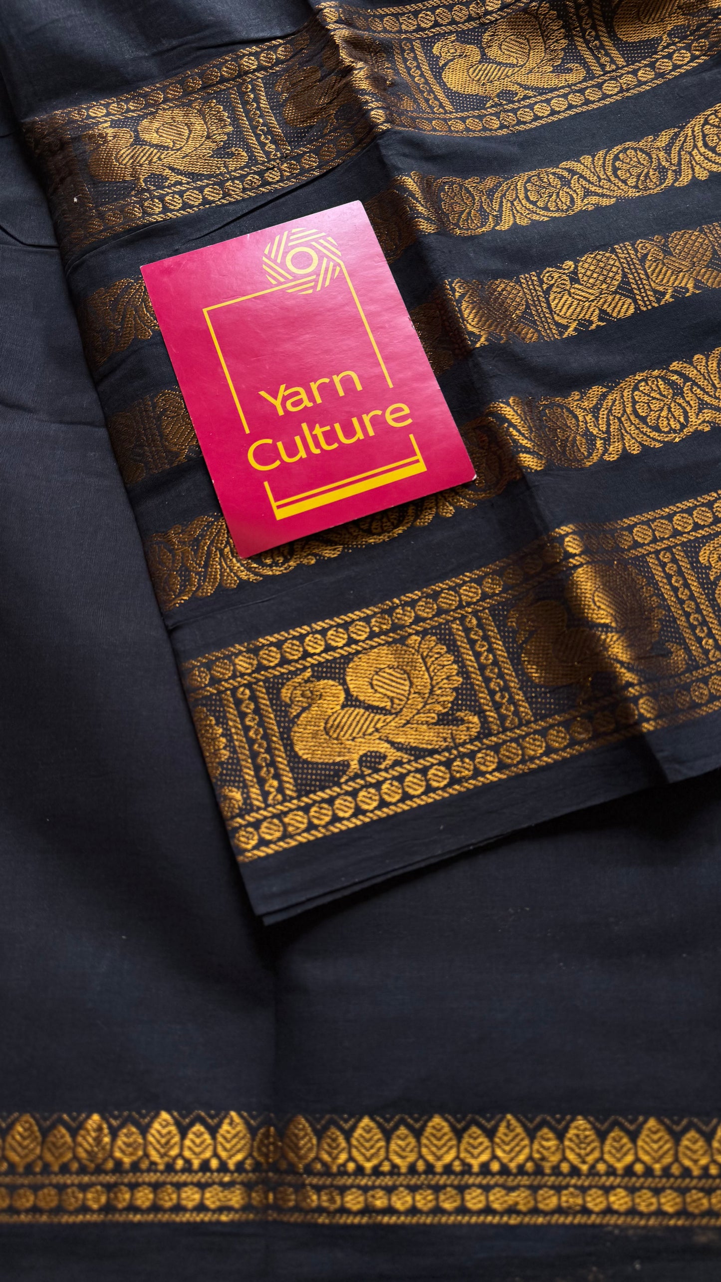 Black long border sungudi, kattuchayam dyed madurai cotton - YCCOTNMSAP134