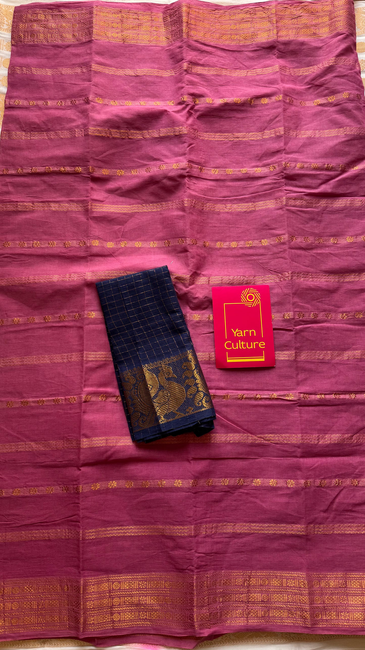 Dusty pink floral patterned velthaari, kattuchayam dyed madurai cotton saree  - YCCOTNMSAP214