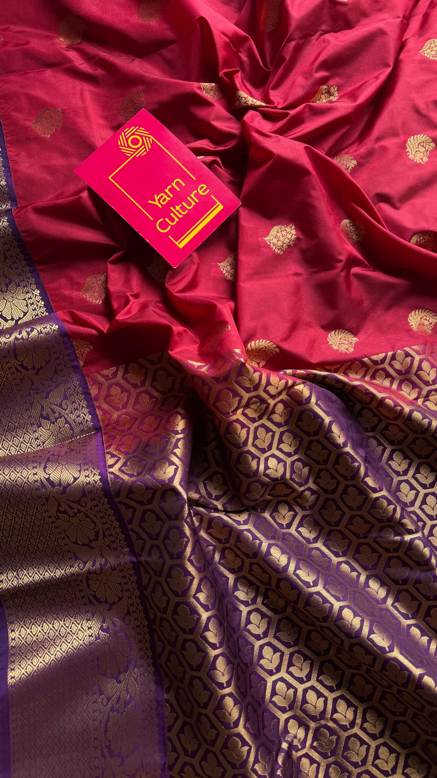 Ragini - crimson red with purple, handloom korvai semi silk - YCCOTNFEJUKS04