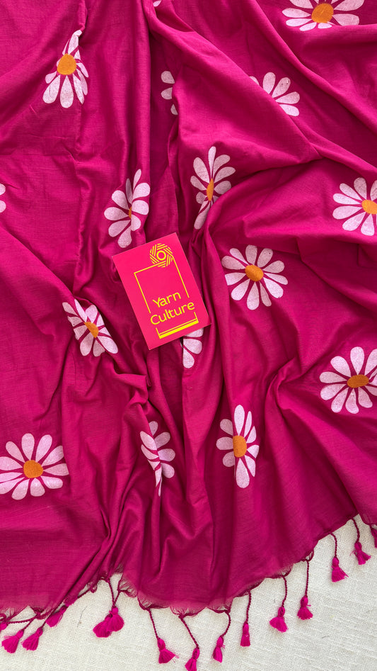 Hot Pink Floral - Khadi Soft Cotton