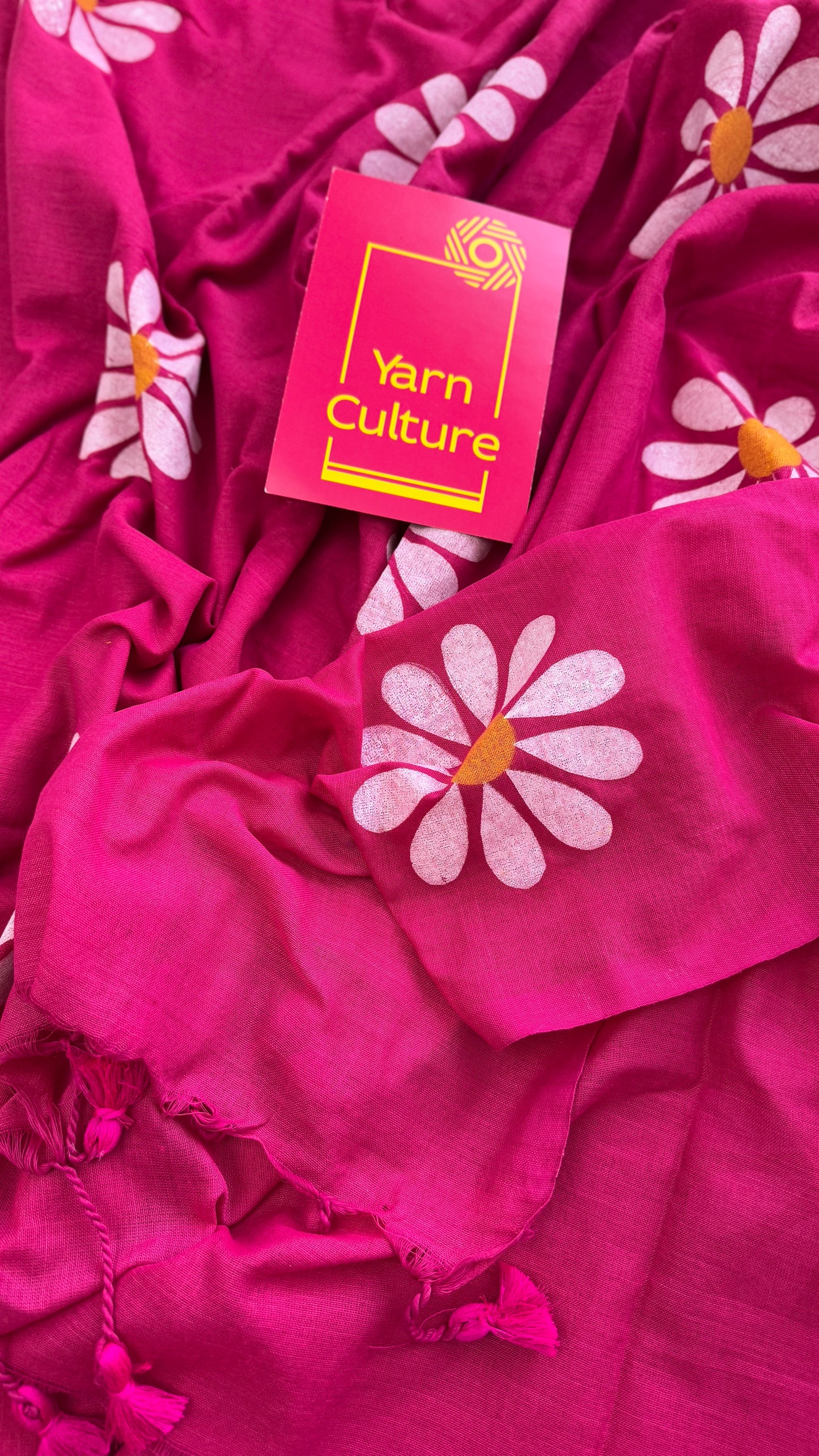 Hot Pink Floral - Khadi Soft Cotton YCBCF22