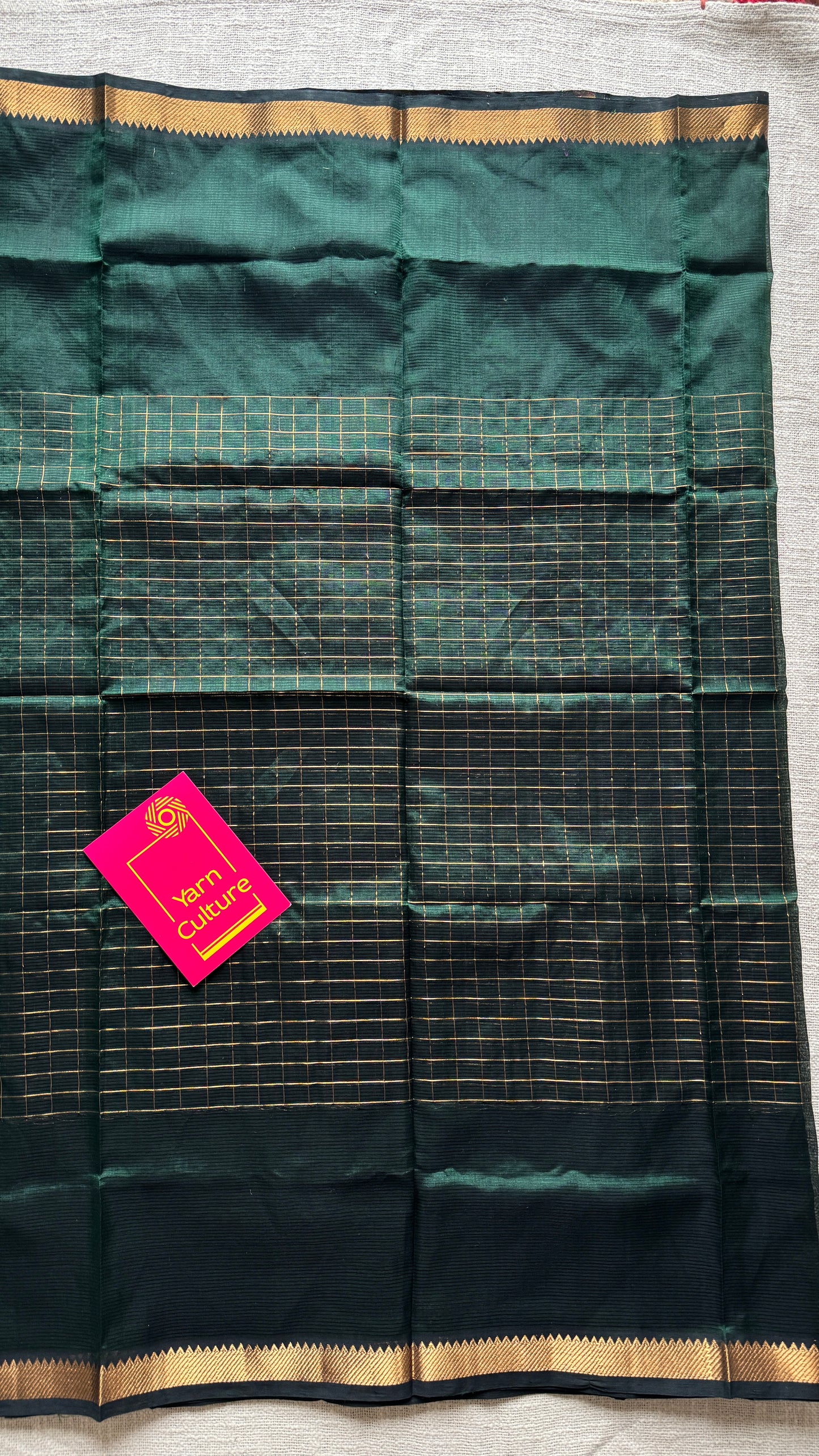 Green checks, mangalgiri silk by silk, handwoven, soft, light weight- YCWOTDMSCM17