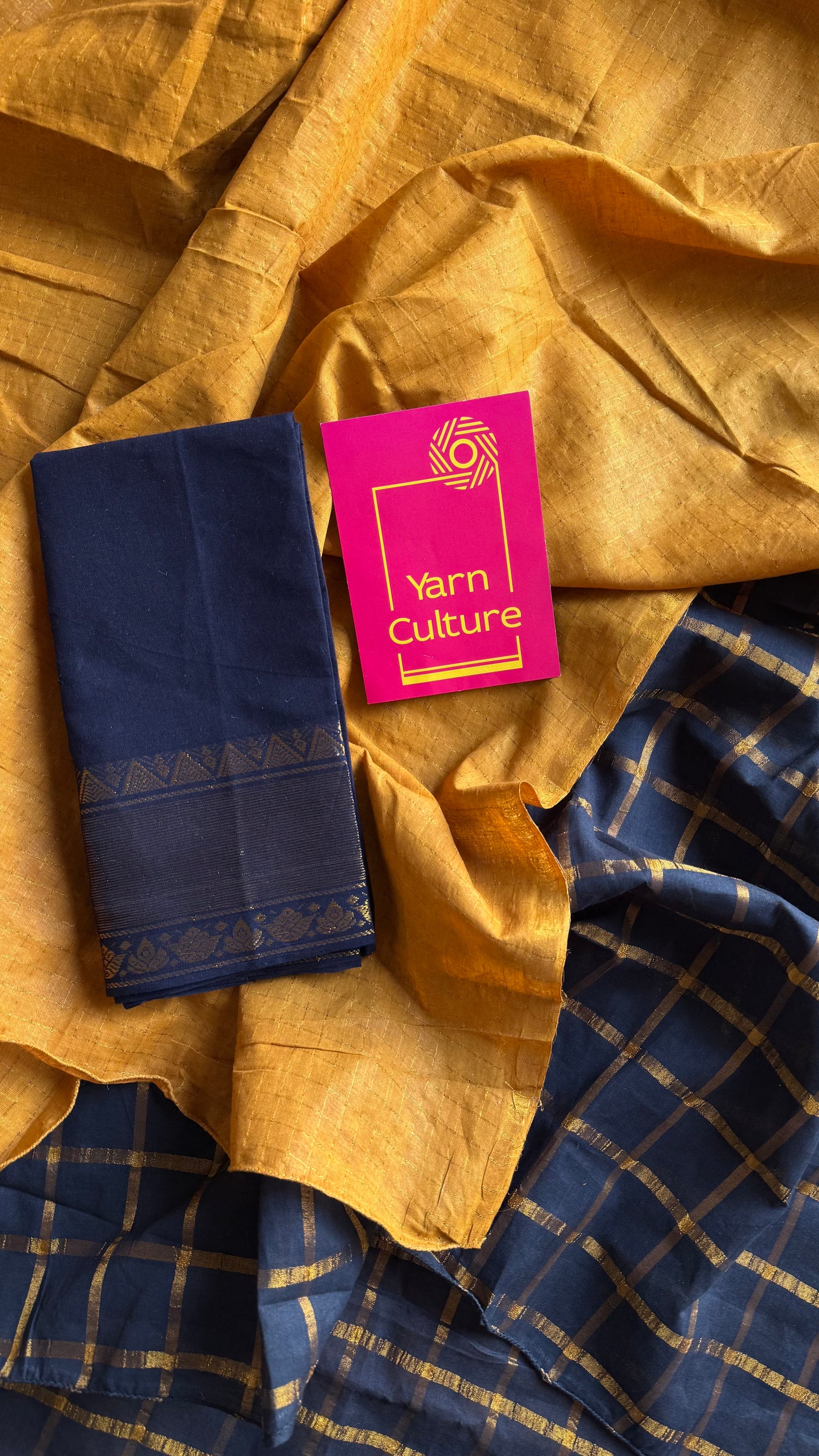 Minmini (மின்மினி) : yellow with black, sungudi cotton - YCENOID07