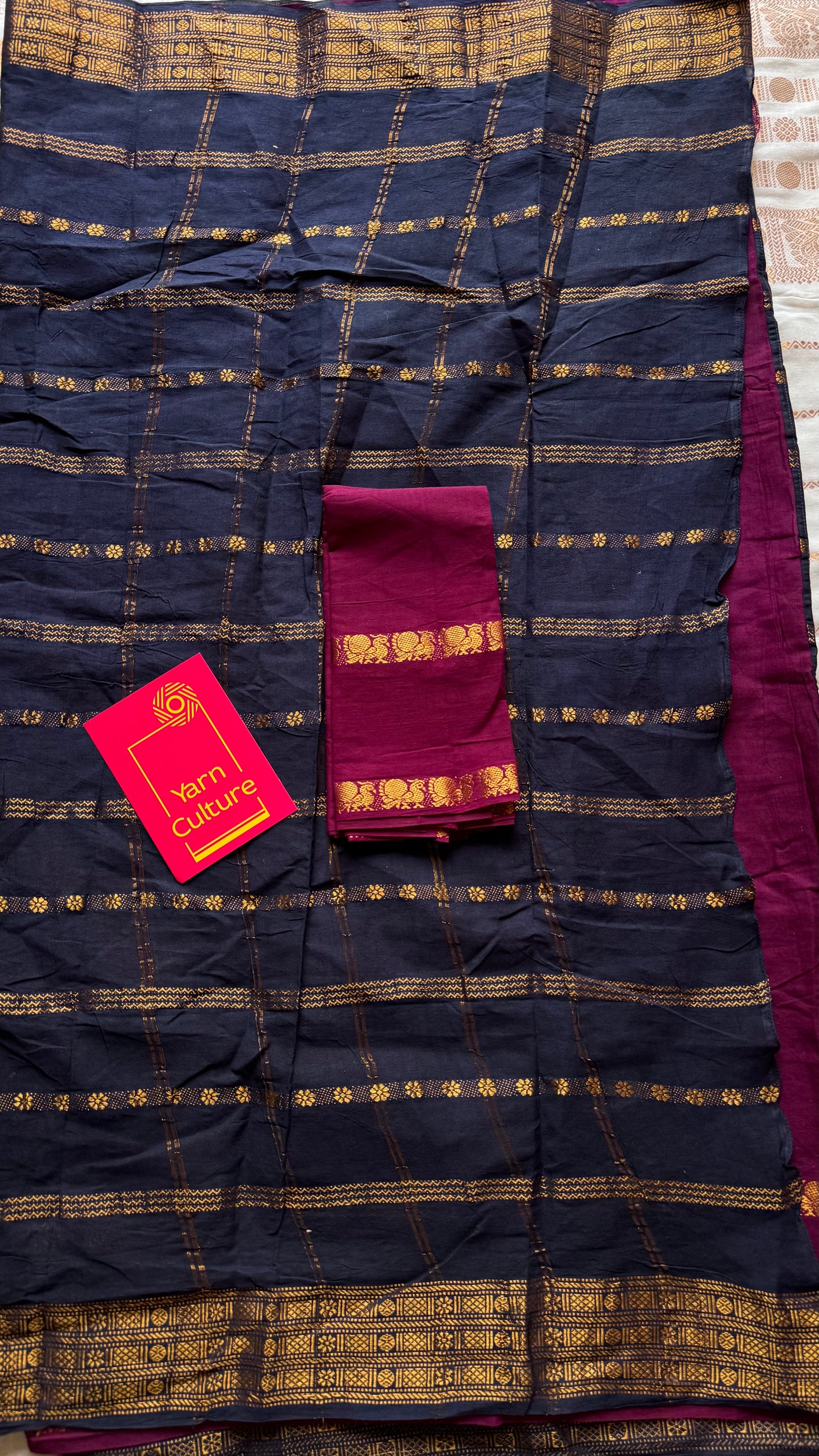 Black and dark vadamalli (purple pink), sungudi cotton half-half saree - YCCOTNIDMA296