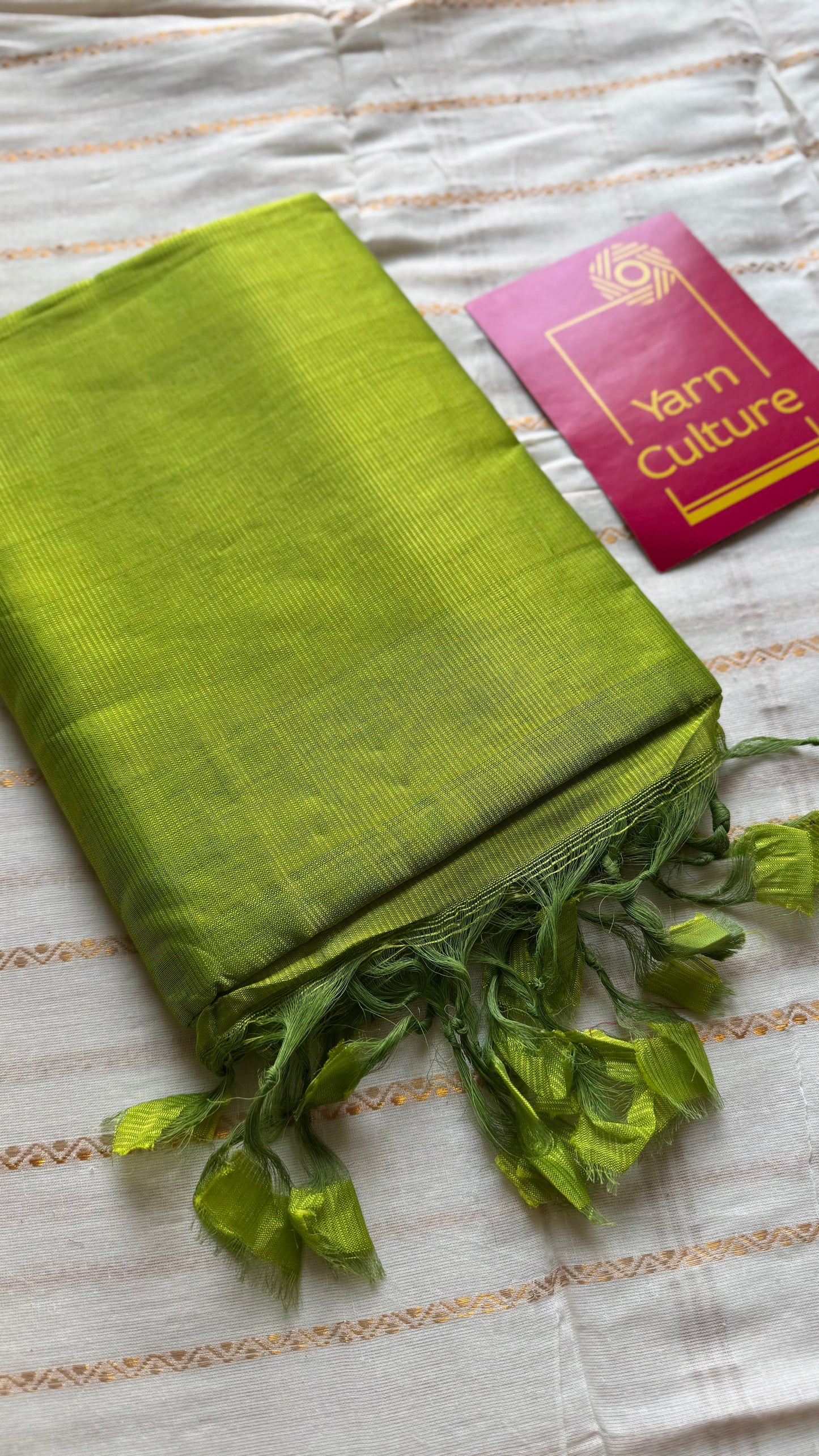 Plain lime green, mangalgiri silk cotton, handwoven, soft, light weight - YCWOTDMSAP219