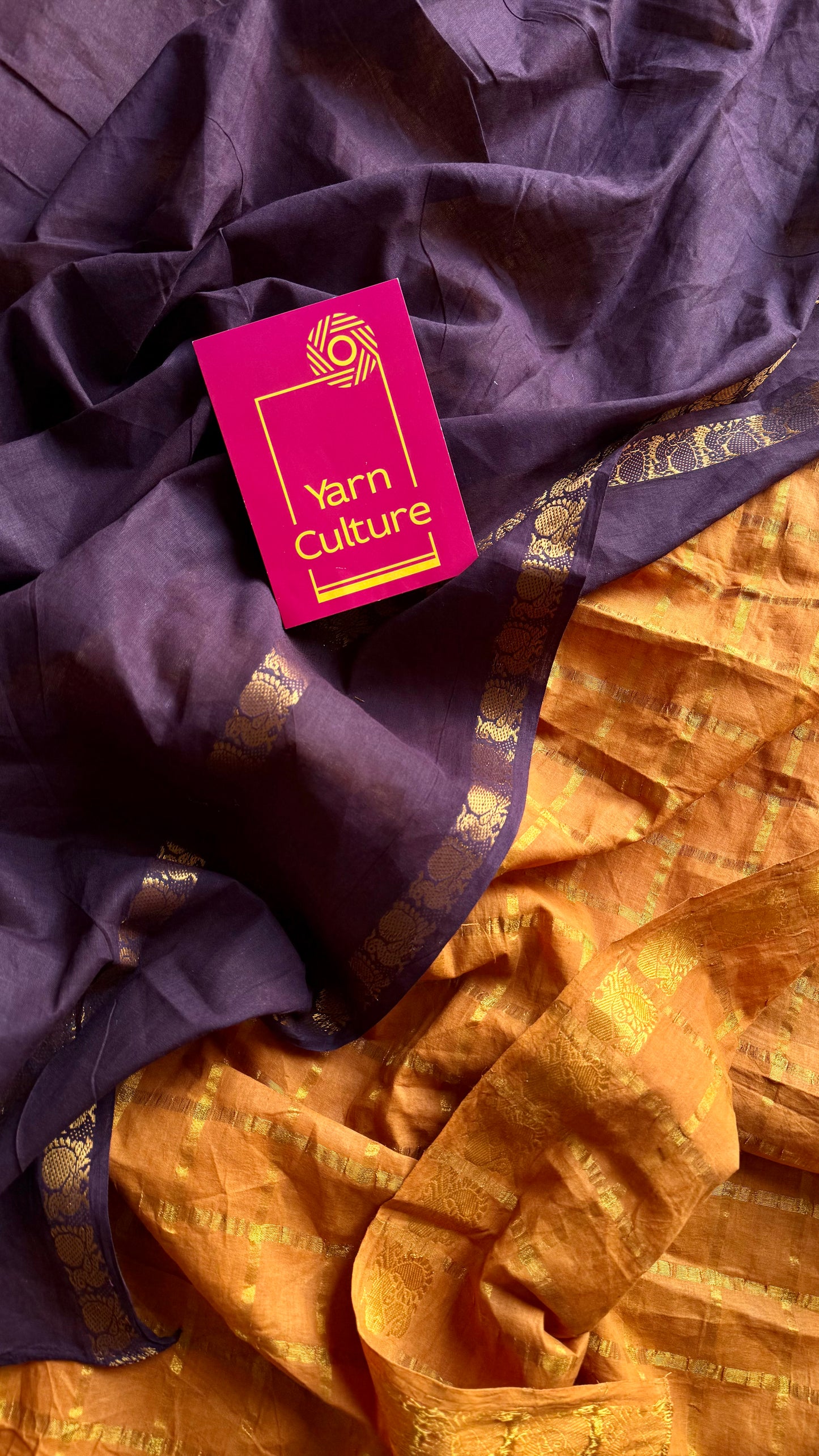 Samanthi (சாமந்தி) : brown with yellow, sungudi cotton - YCENOID03