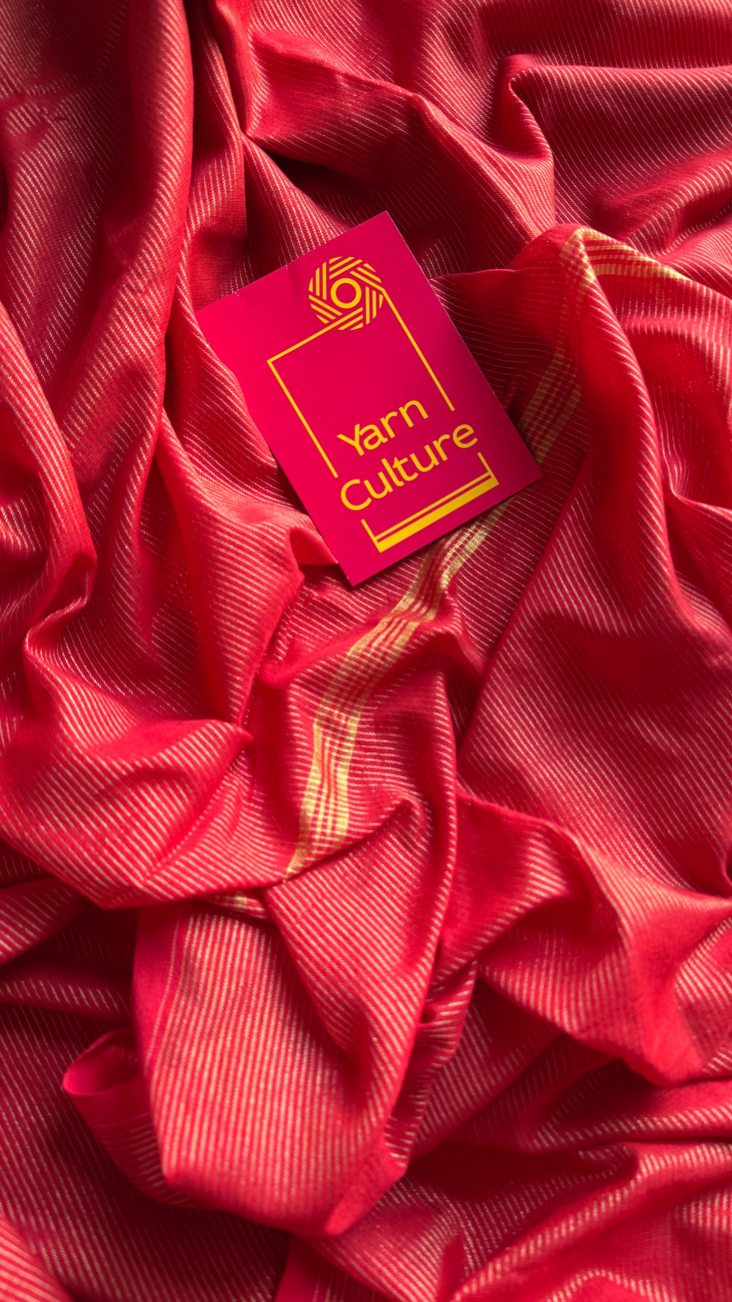 Chilli red, gold zari stripes, soft cotton - YCBCKCZDE105