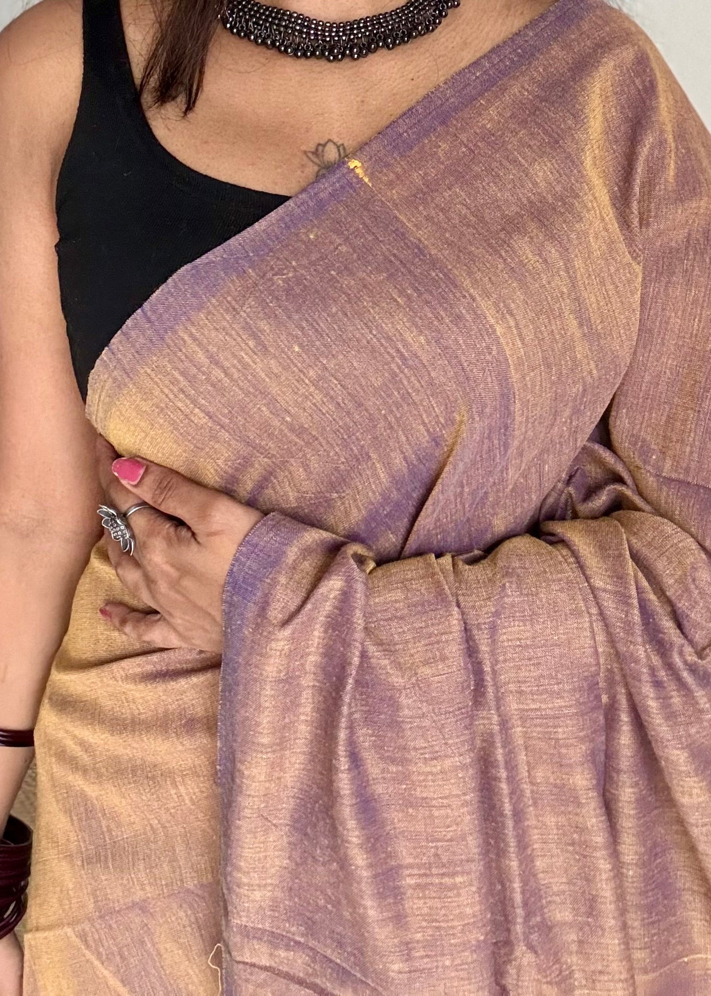 Light brownish pink soft cotton saree  - YCBCKCAP23