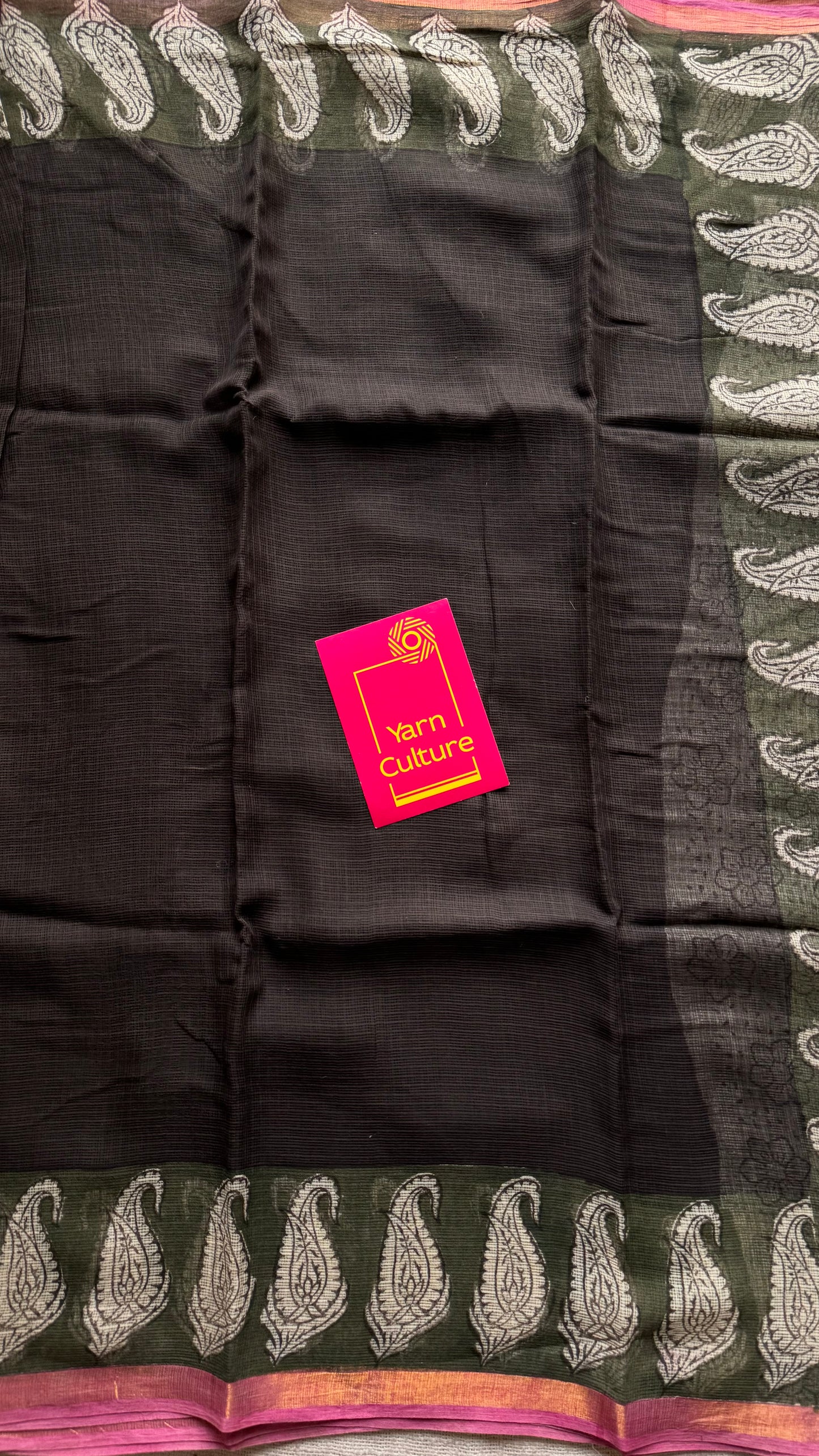 Garmi Ki Chhutti - Black kota doria saree, with gold zari border - YCTORKDAP08