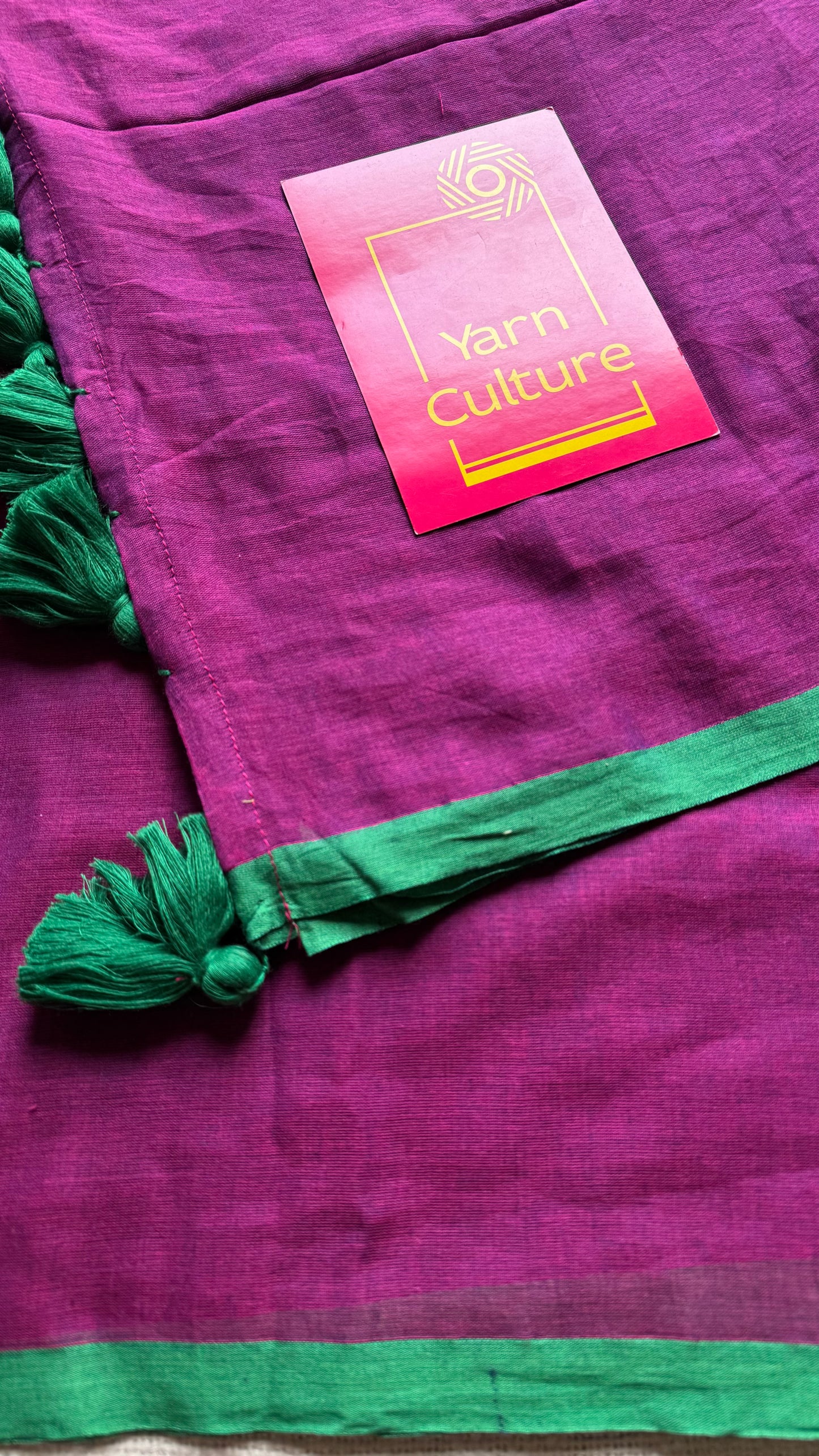 Grape wine with green border mul cotton saree - YCBCMCFE228