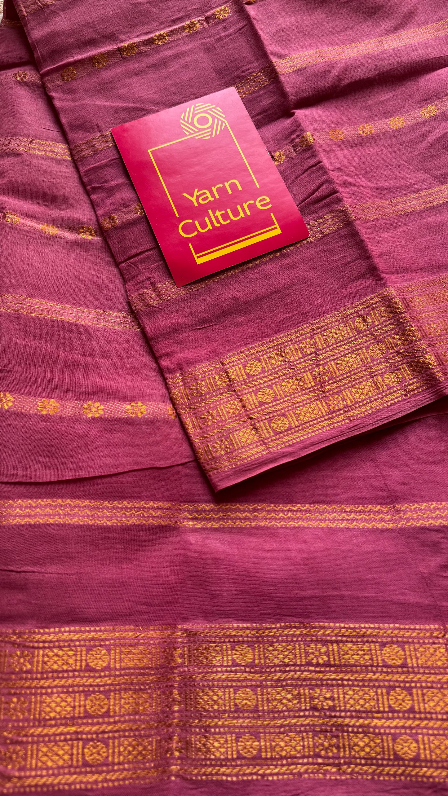 Dusty pink floral patterned velthaari, kattuchayam dyed madurai cotton saree  - YCCOTNMSAP214