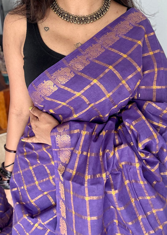 Violet pavithra kattam sungudi, madurai cotton - YCCOTNSEMS98