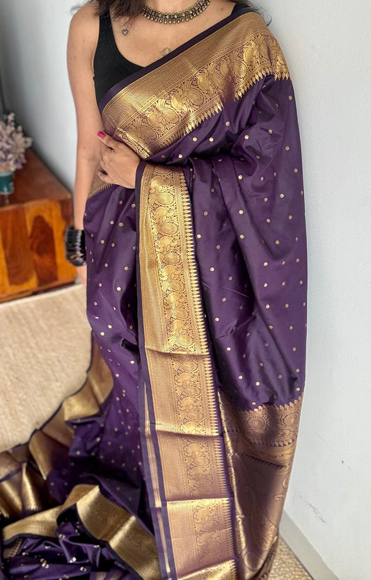 Thousand buttas, dark purple, semi-silk - YCCOTNAUSS59
