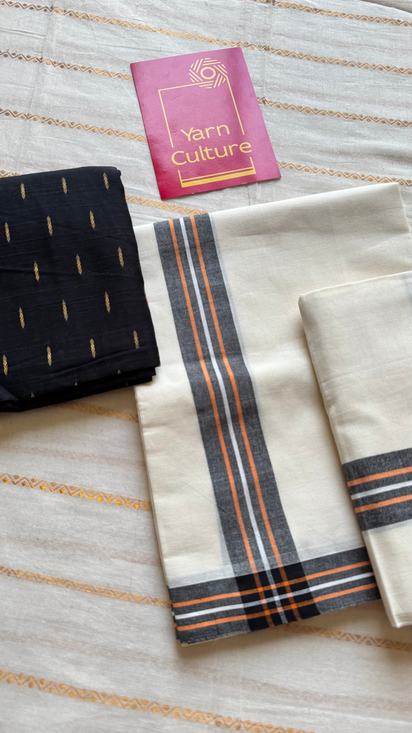 Set mund, black with orange lines - YCIEON126