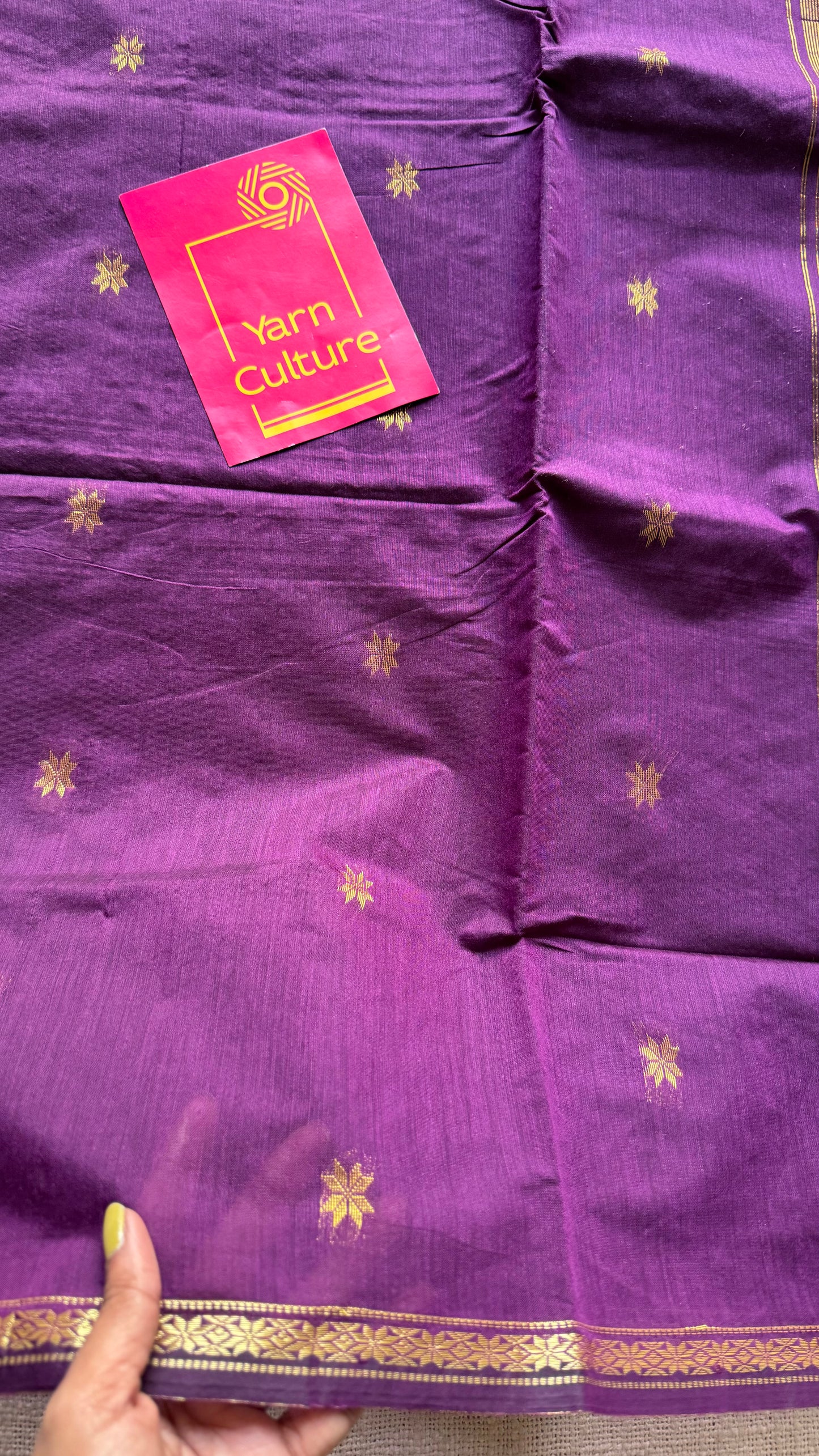 Grape wine, gold buttas, semi maheshwari cotton silk - YCCOTNCSDE87