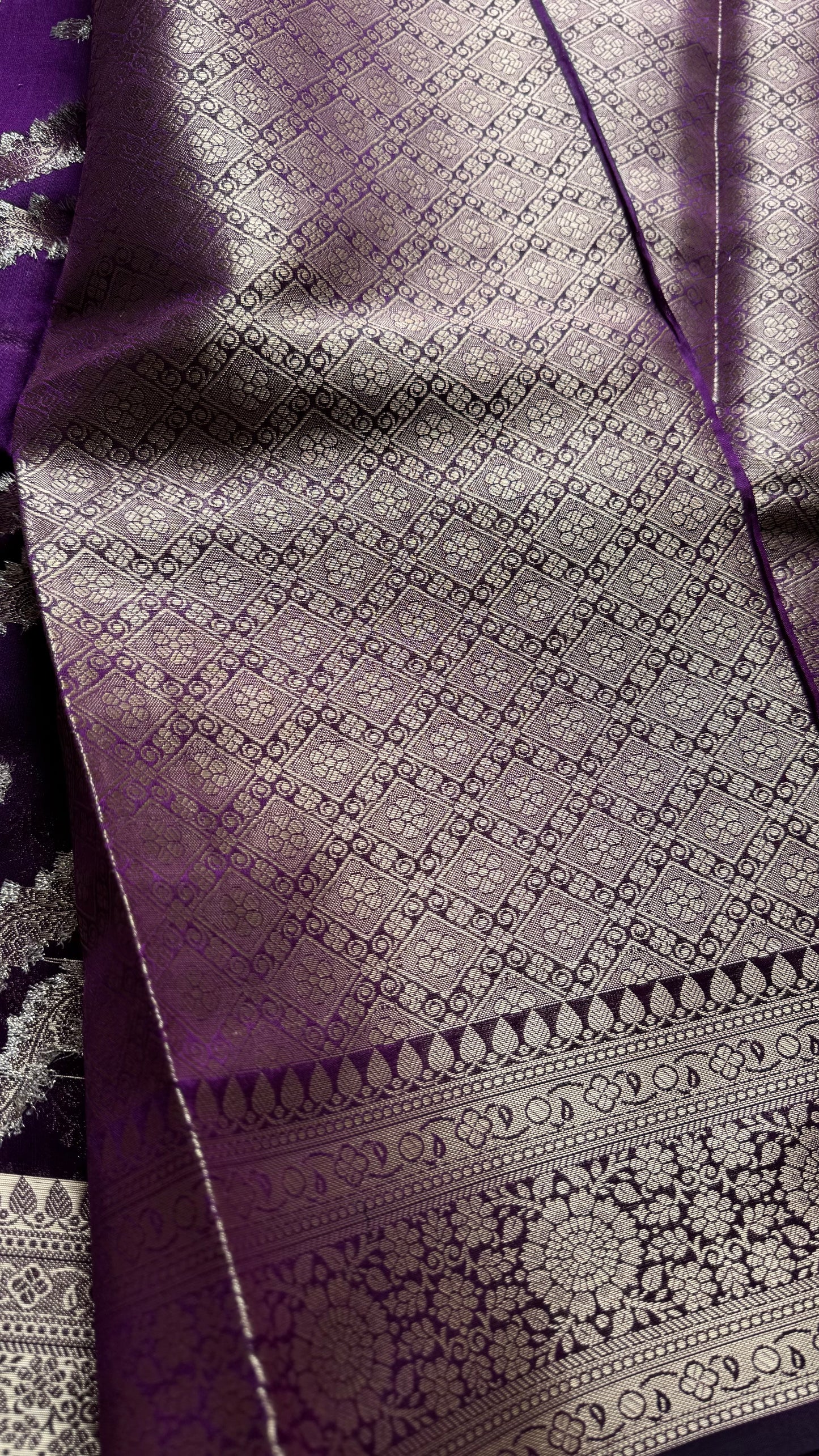 Purple floral zari, Banarasi semi-georgette - YCDESE15