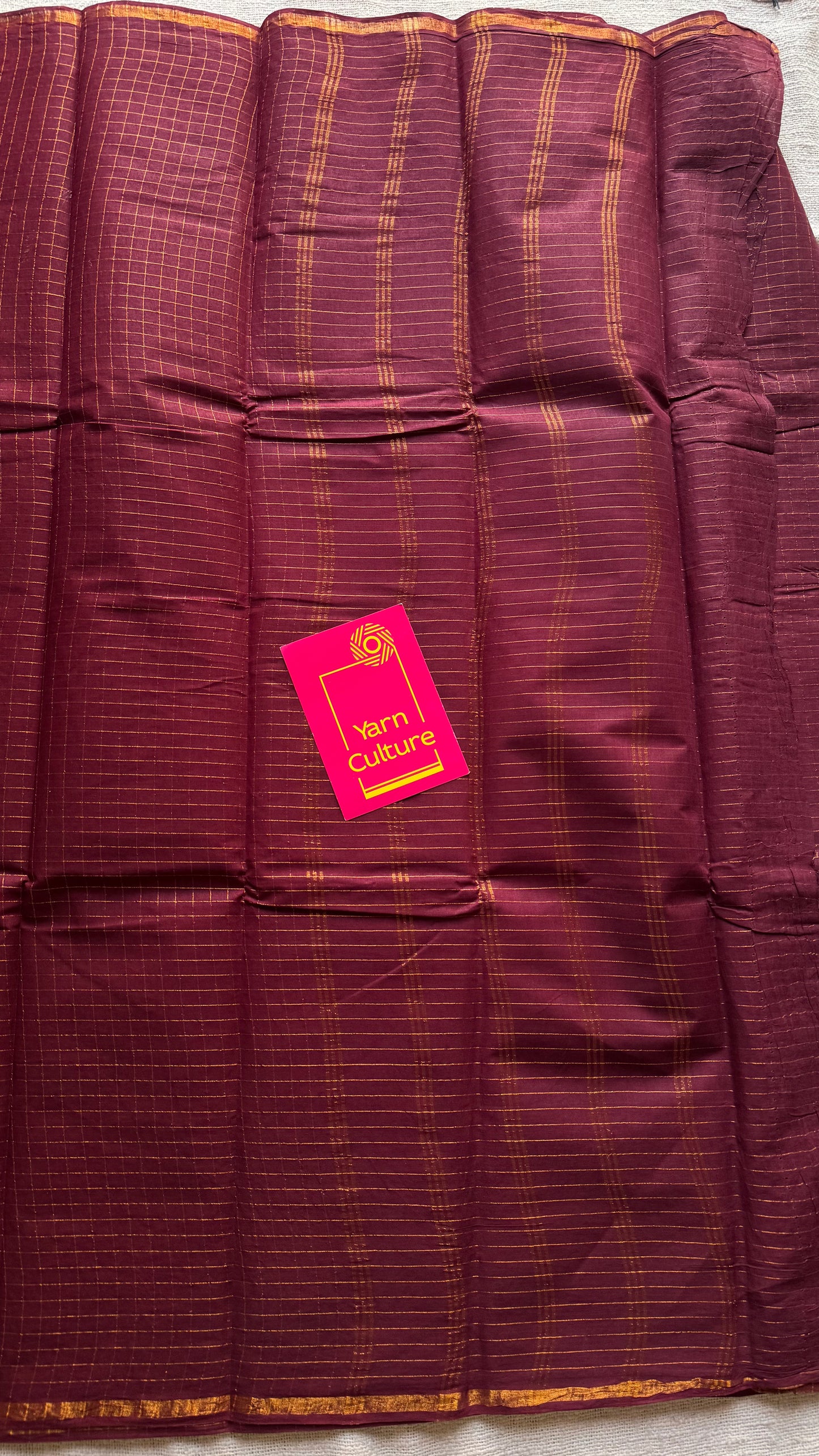 Maroon mini kattam kattuchayam dyed madurai cotton saree - YCCOTNMSFE107