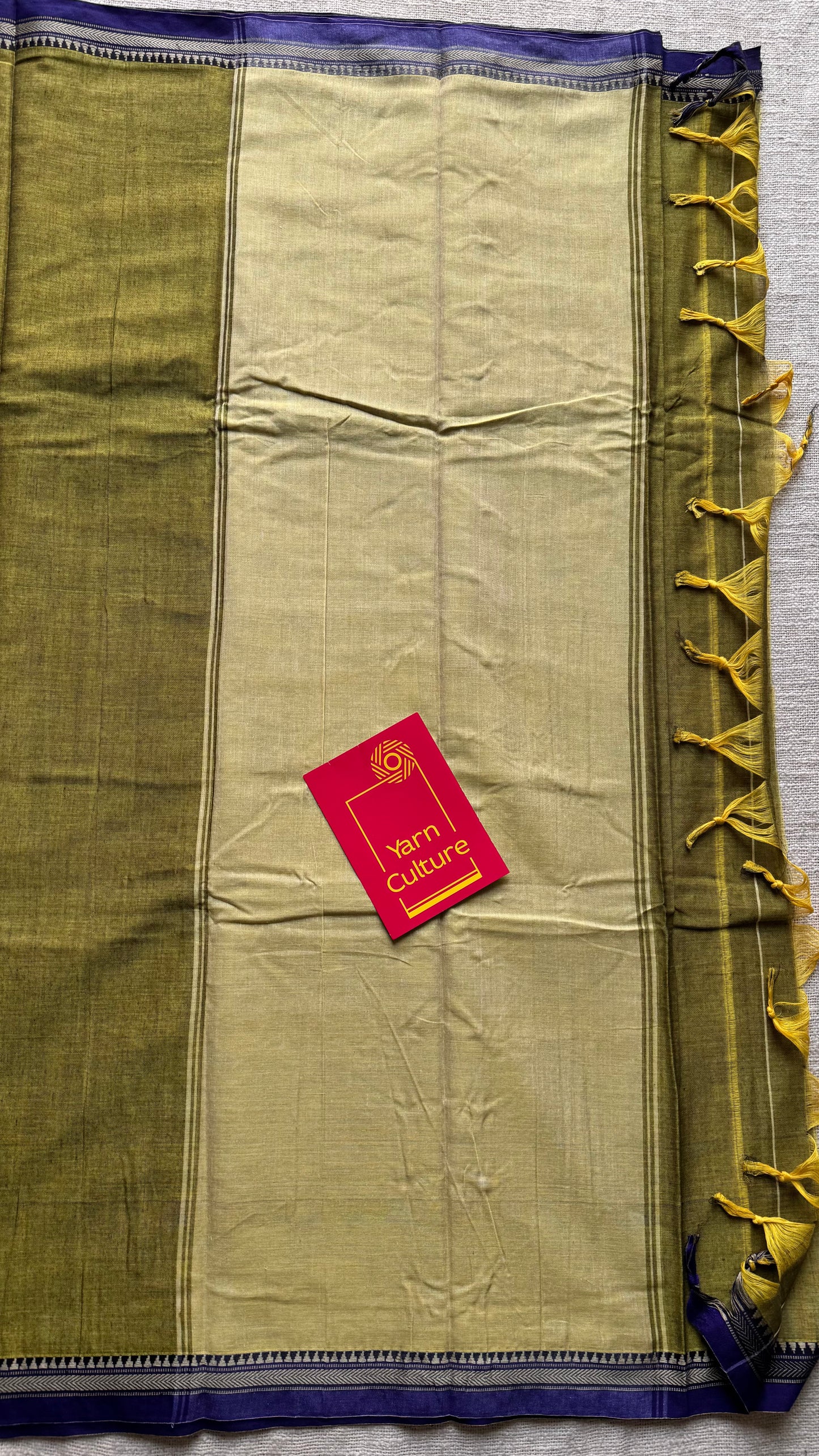 Lime green with purple border narayanpet saree, soft cotton - YCWOTDNPFE34