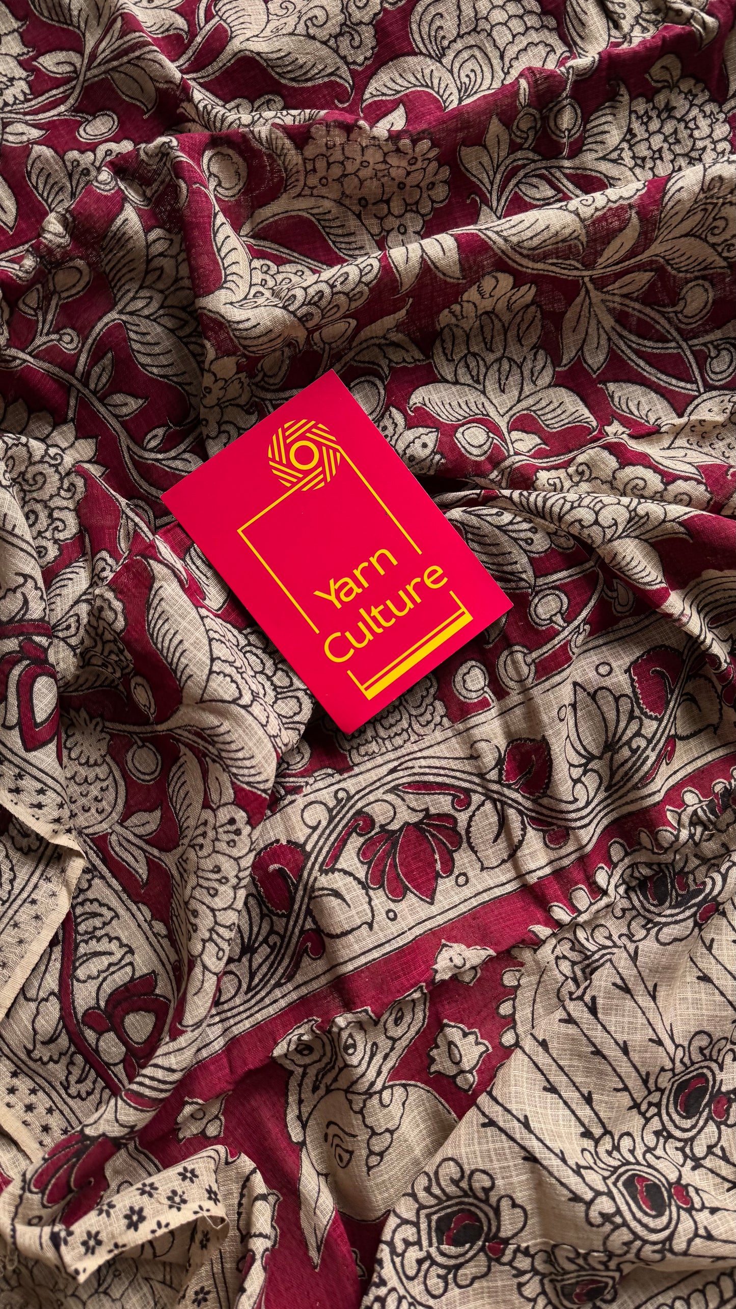 Crimson floral kalamkari saree in kota - YCWOTDMA354