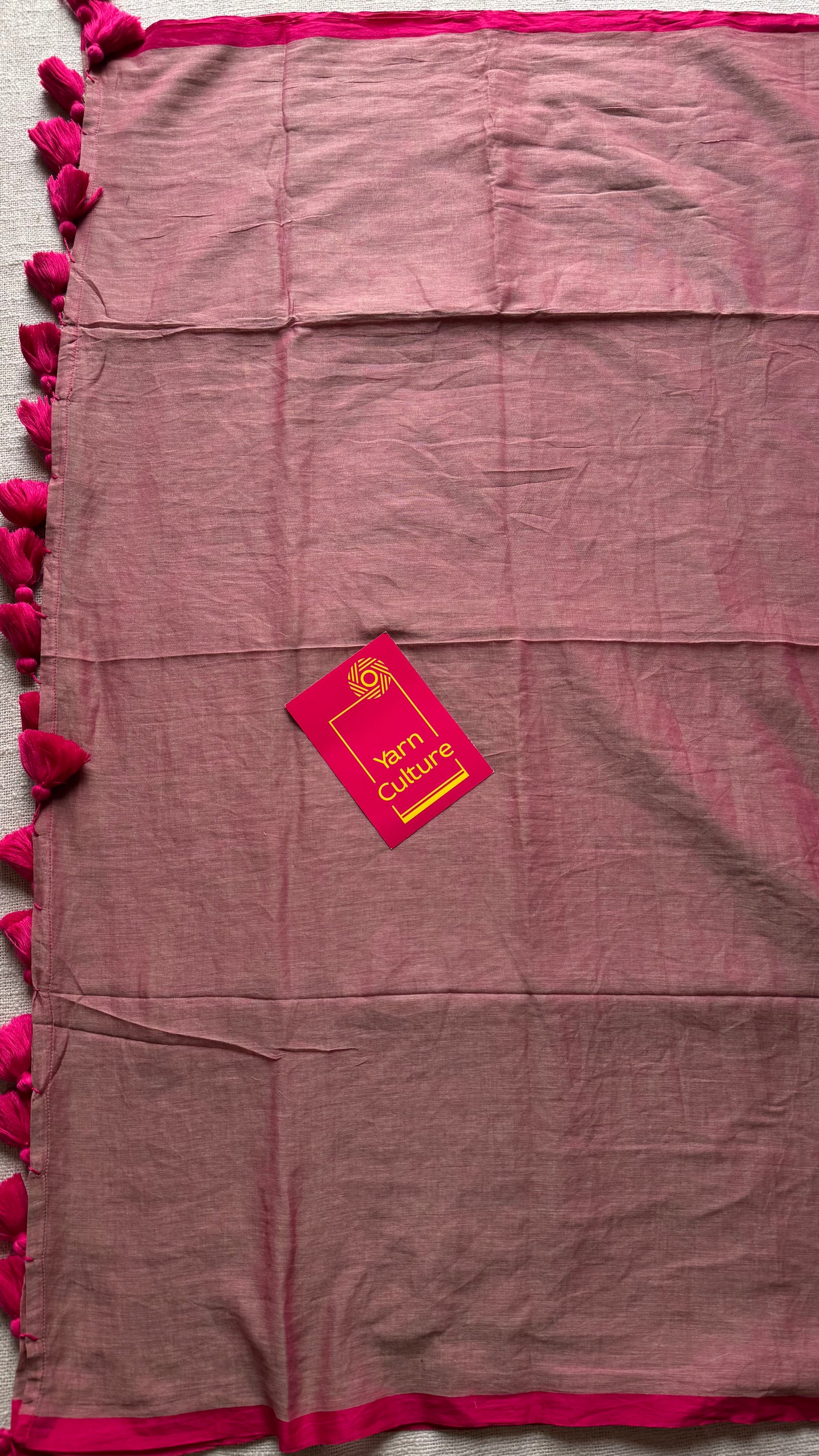 Mauve with pinkish red border mul cotton saree - YCBCMCFE229