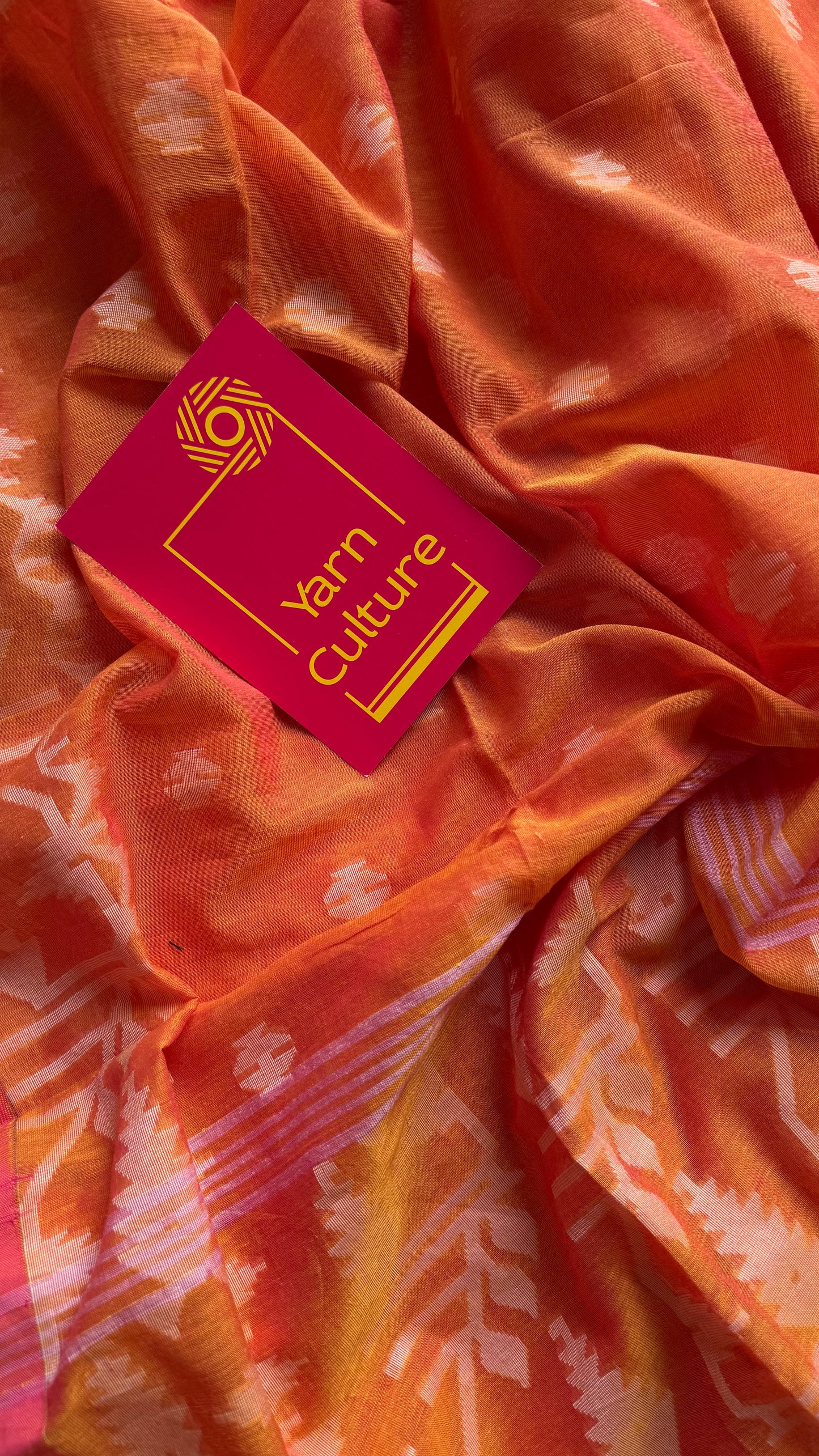 Orange pink double tone jamdani in soft cotton - YCBCKJJA140