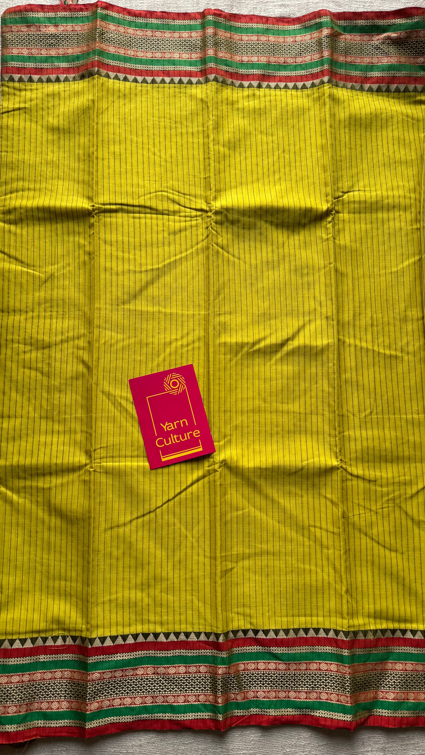 Ginger yellow premium narayanpet cotton with coloured motif border - YCWOTDNPNO85