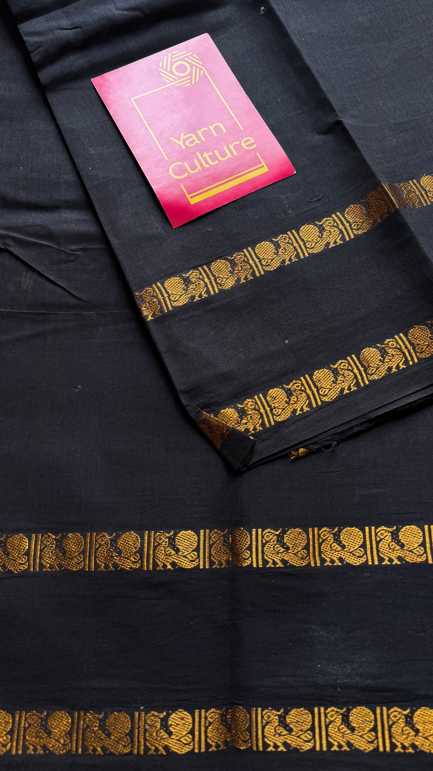 Black rettaipettu peacock gap border, kattuchayam dyed madurai cotton saree  - YCCOTNMSAP100