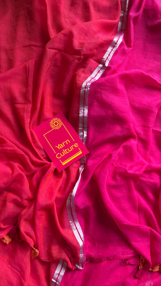 Hot pink with dual shade orangish pink, mul cotton YCBCMCM17