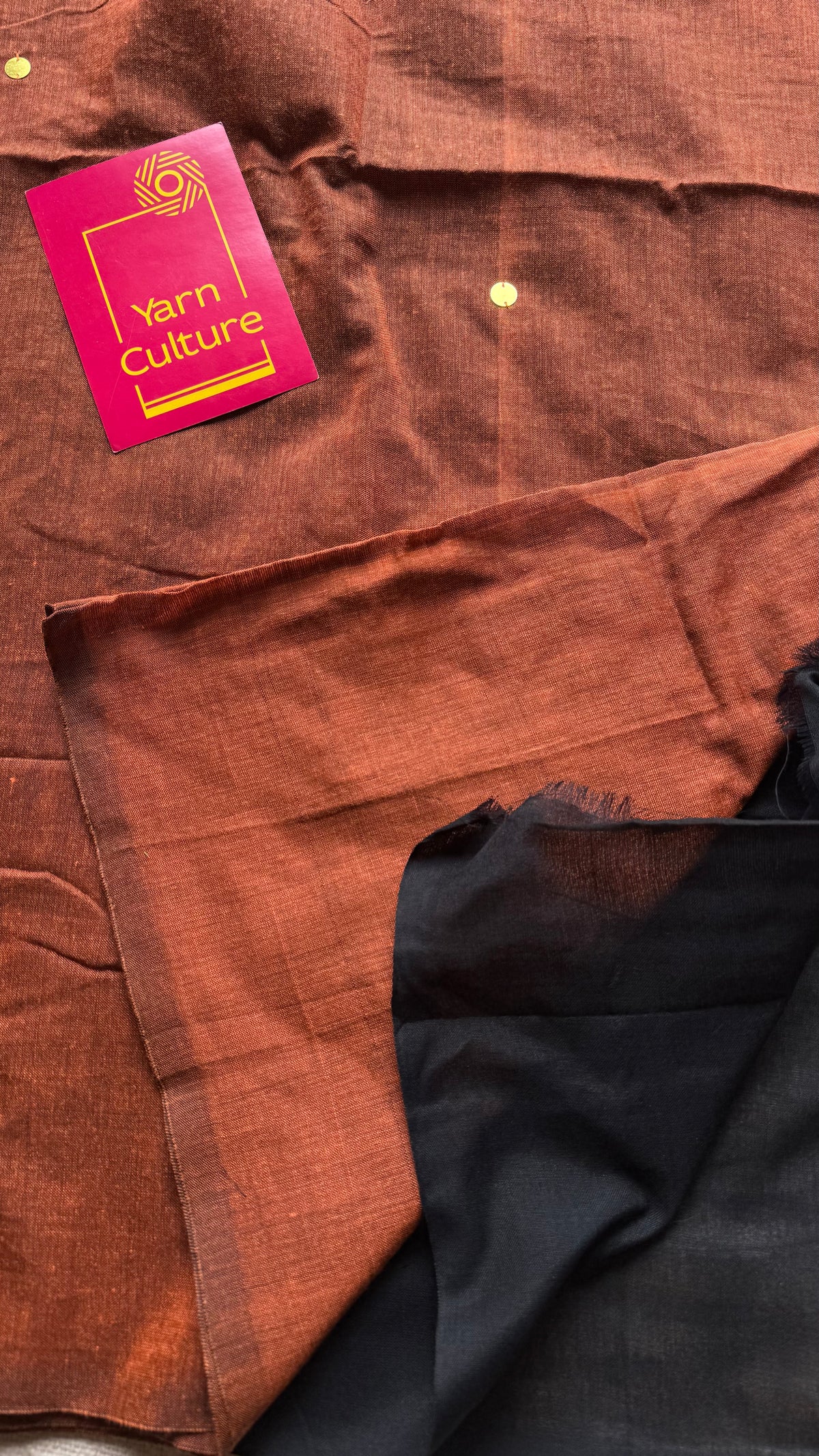 Orange with black contrast pallu, gini sequins, soft cotton saree - YCBCSCOC04
