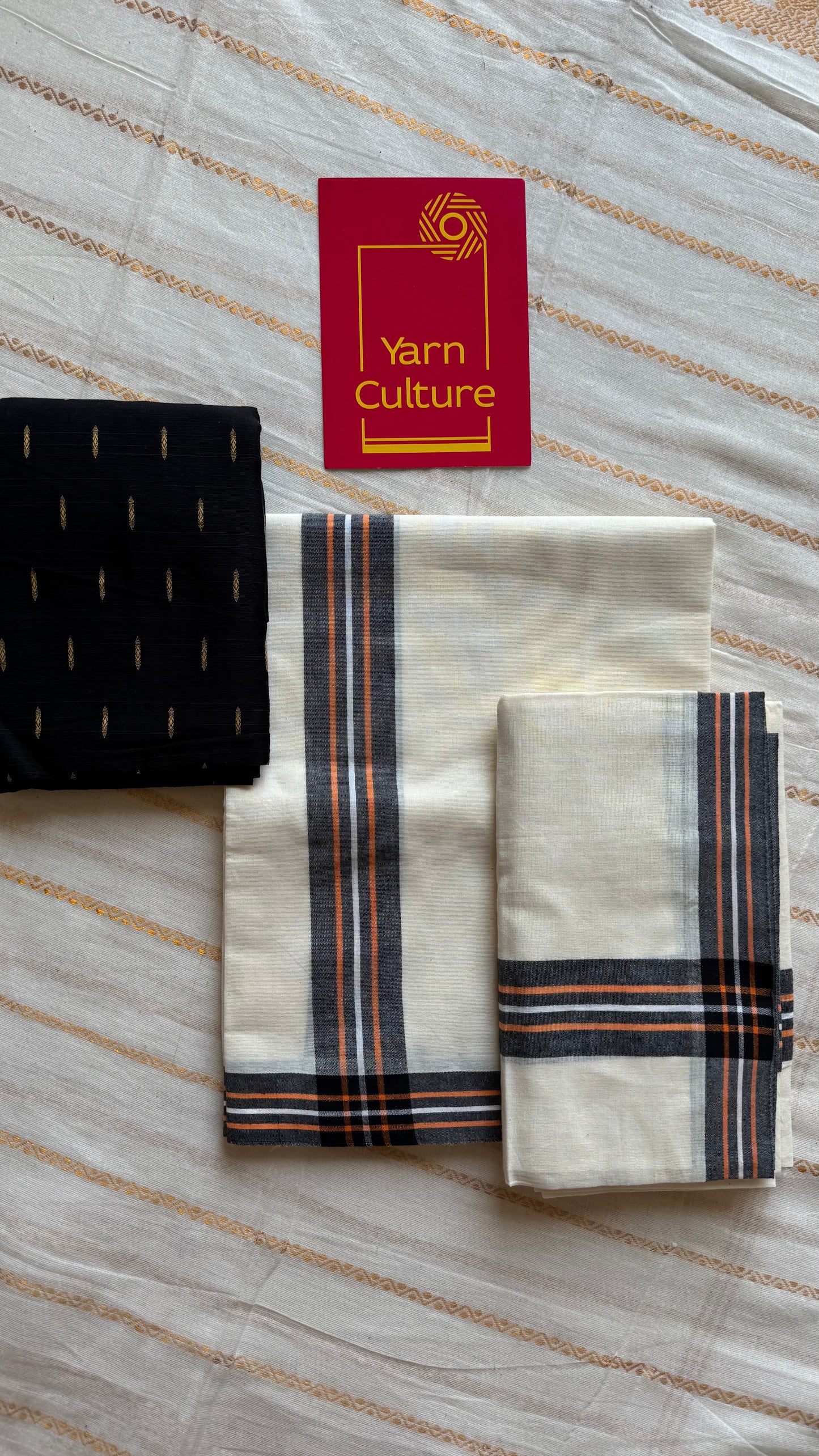 Set mund, black with orange lines - YCIEON126