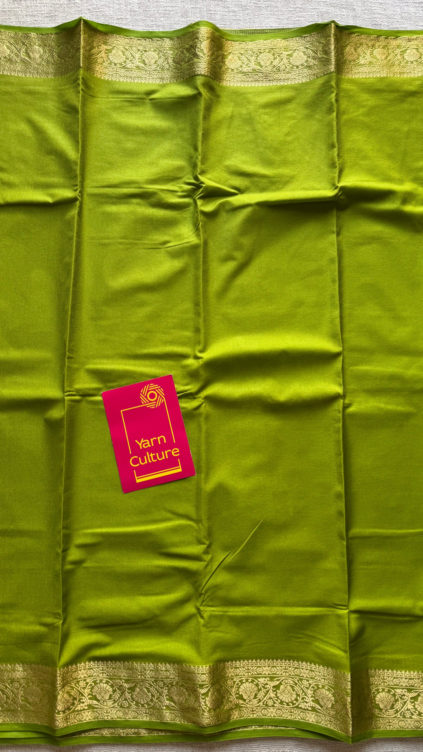 Lime green Mysore semi crepe silk saree - YCLOKFE243