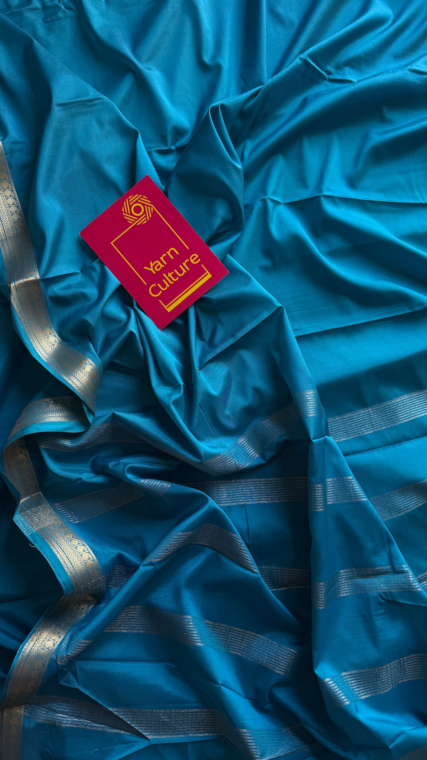 Aqua blue Mysore semi crepe silk saree - YCLOKFE237