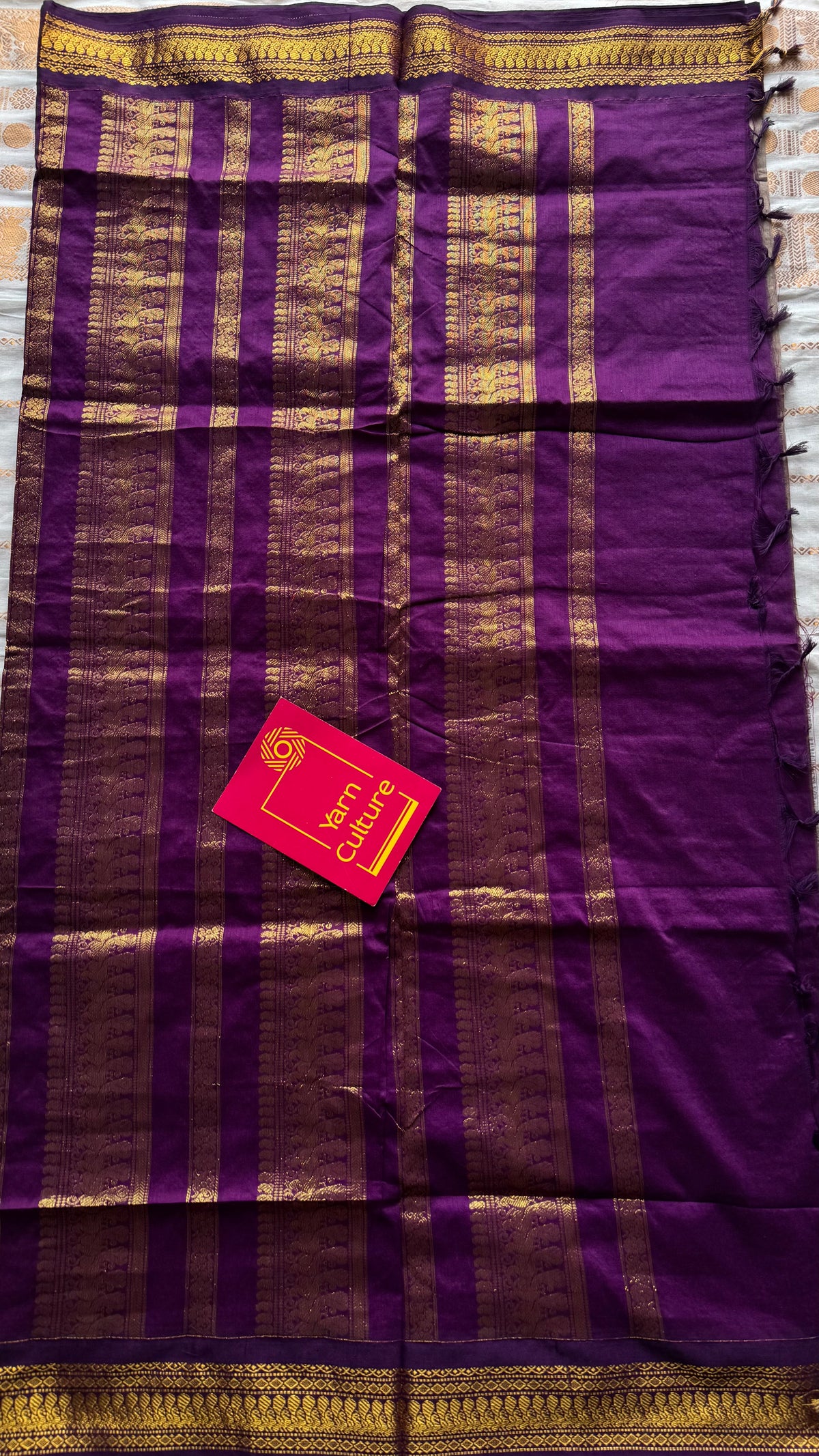 Warm grey with purple, cotton silk saree with zari border - YCCOTNKCOC107