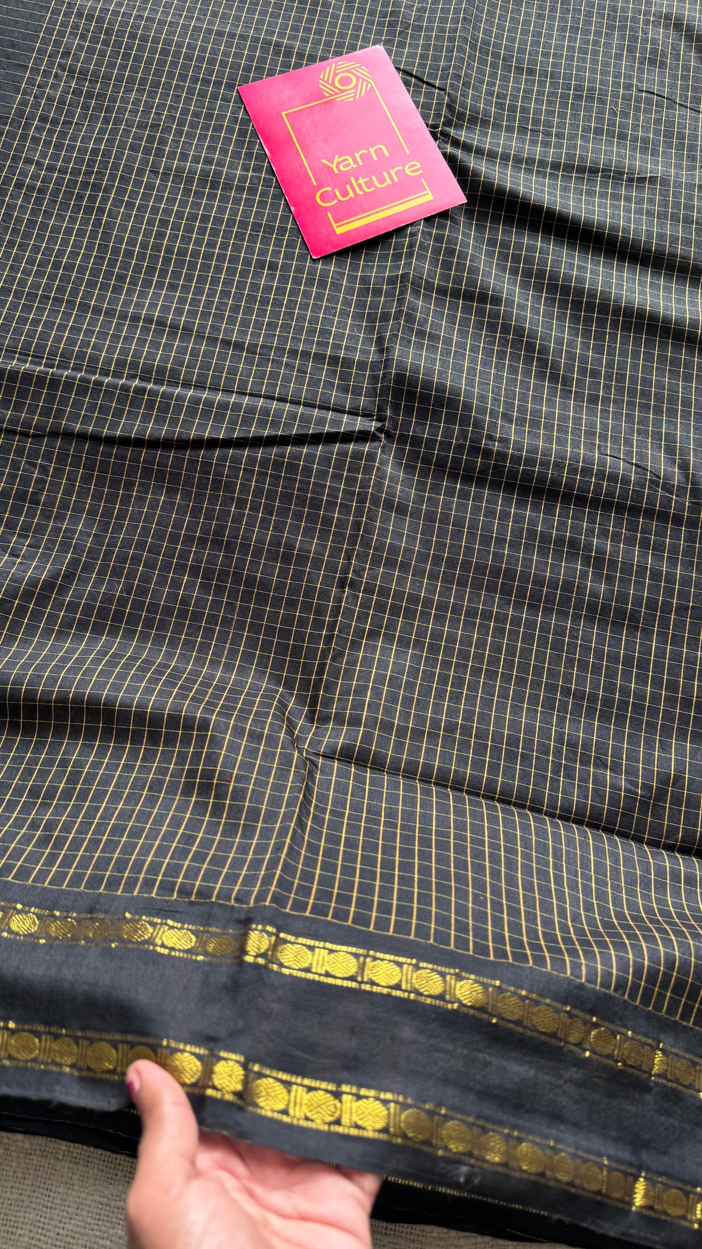 Black, arani checks, cotton silk - YCCOTNJUAR16