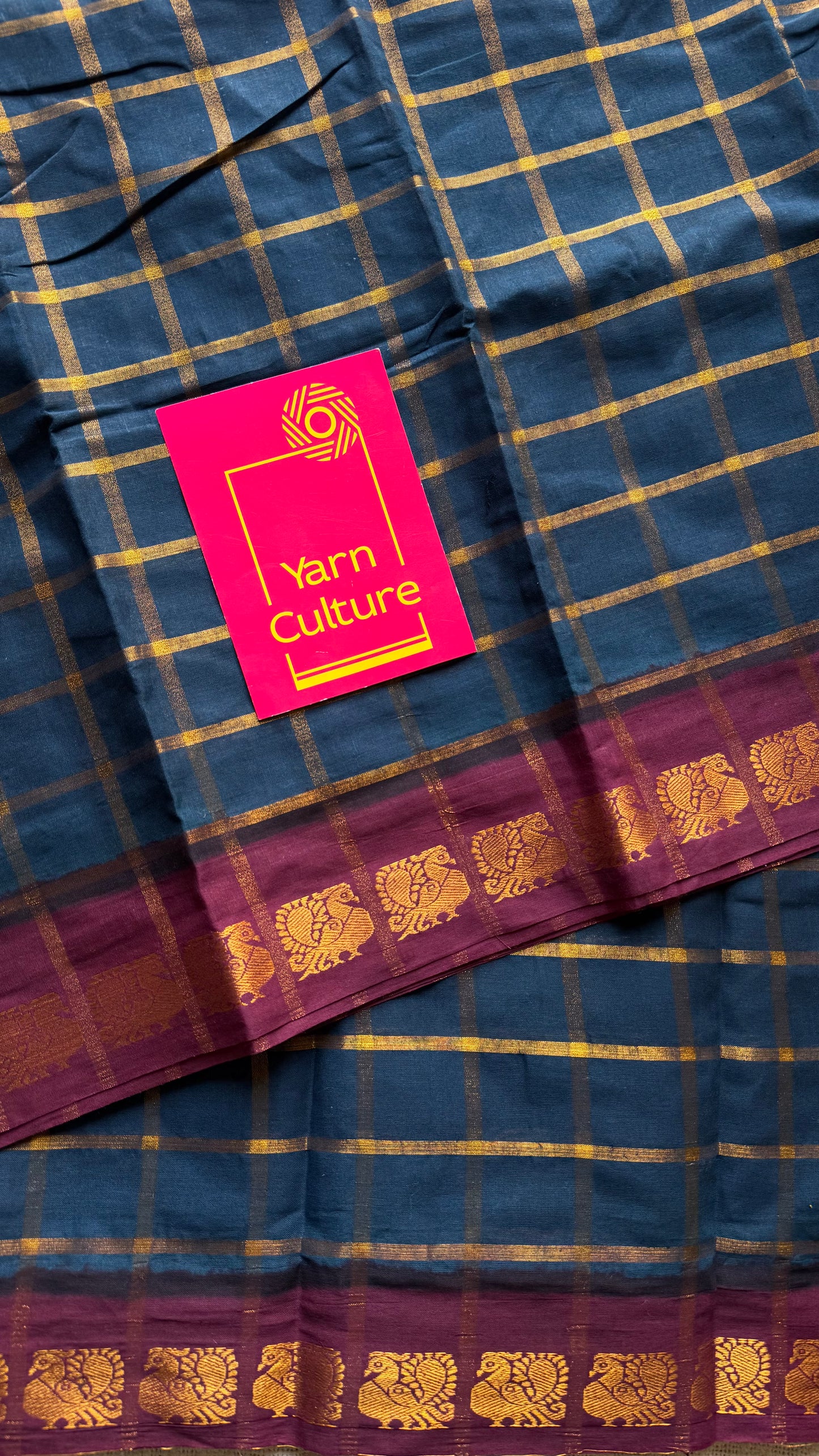 Teal blue with maroon pavithra kattam sungudi, madurai cotton - YCCOTNSUDE78