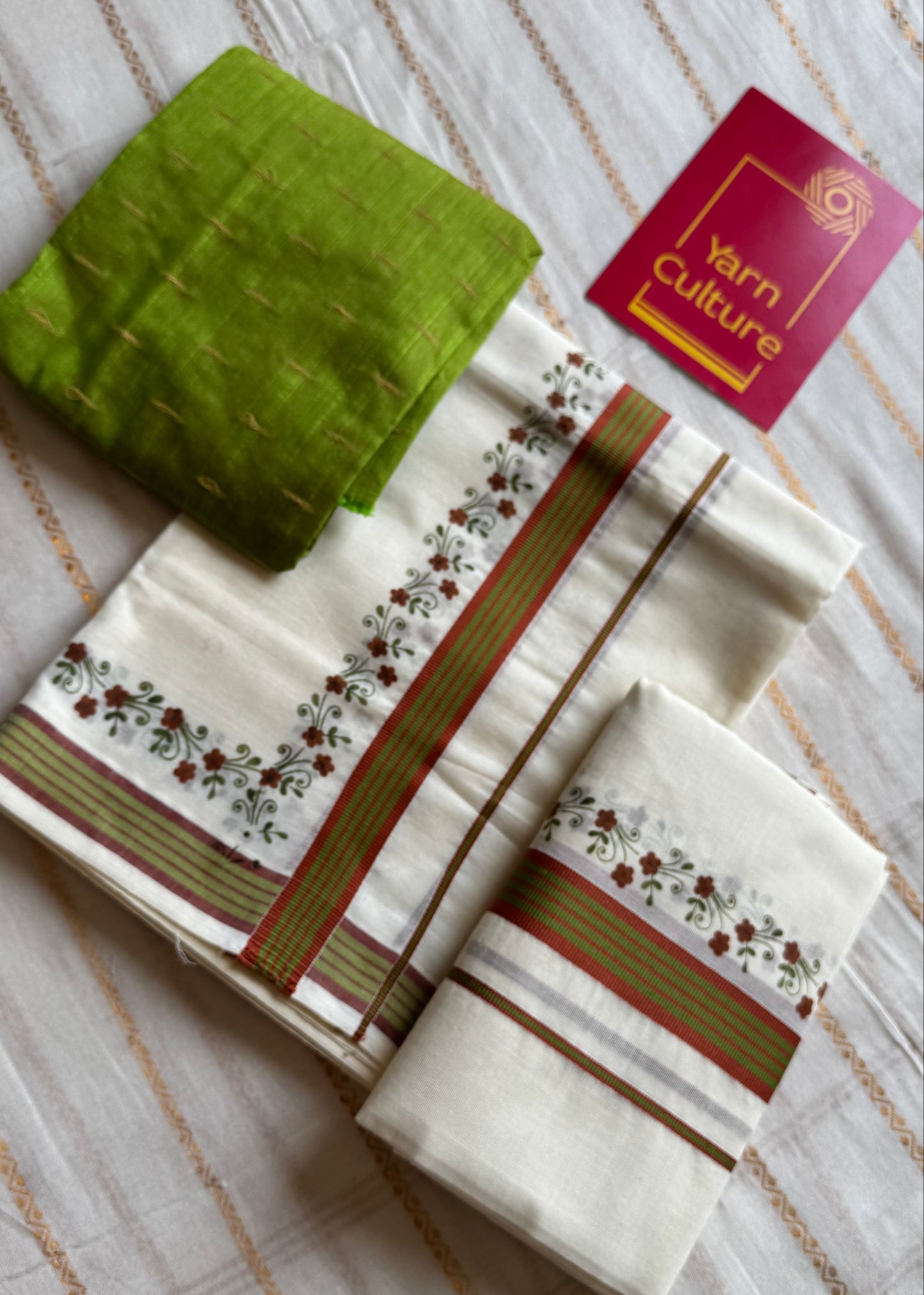 Set mund, rust orange and green flowers - YCIEON109