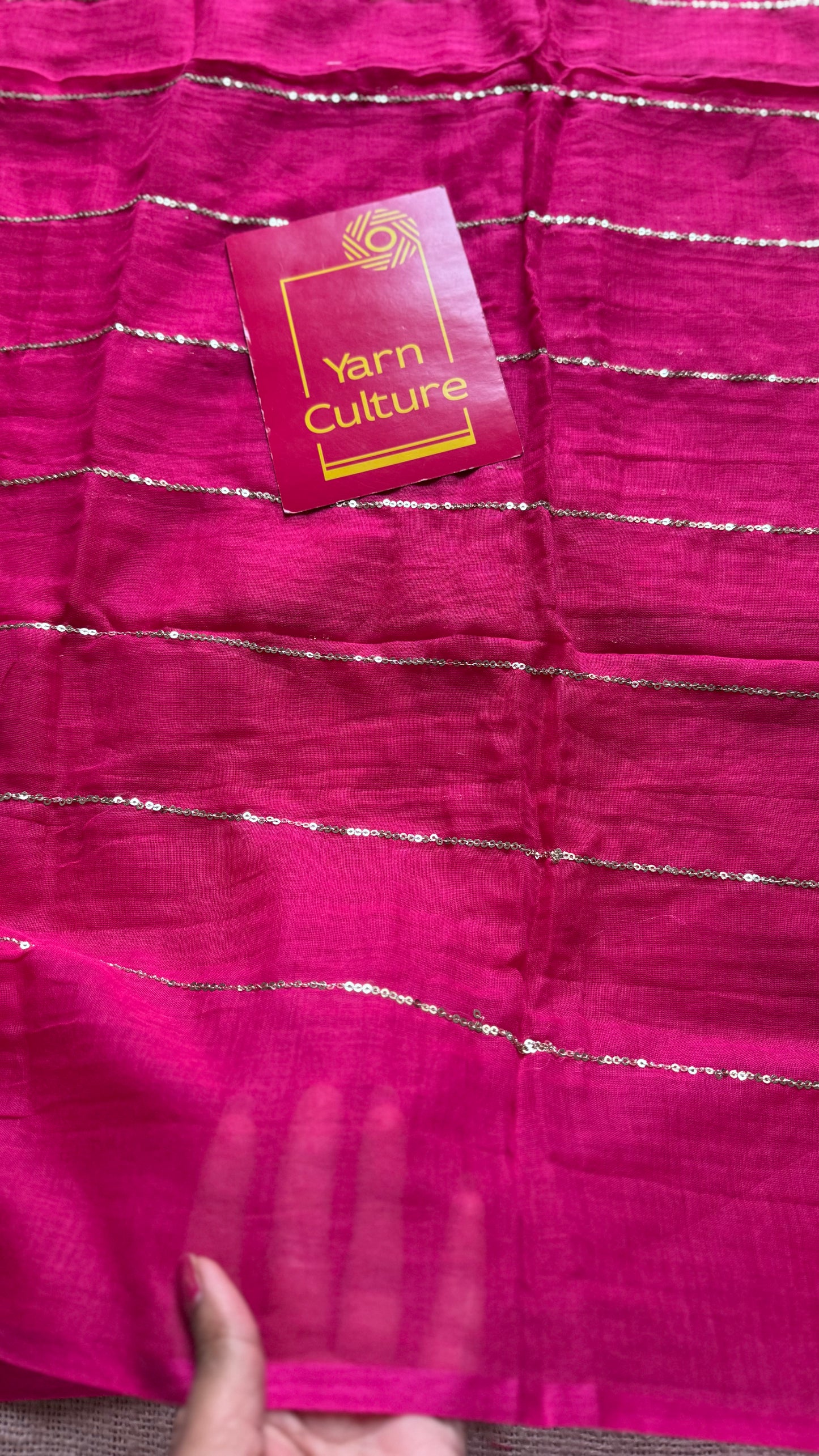 Ruby pink mul with silver sequins - YCBCMCLSE56
