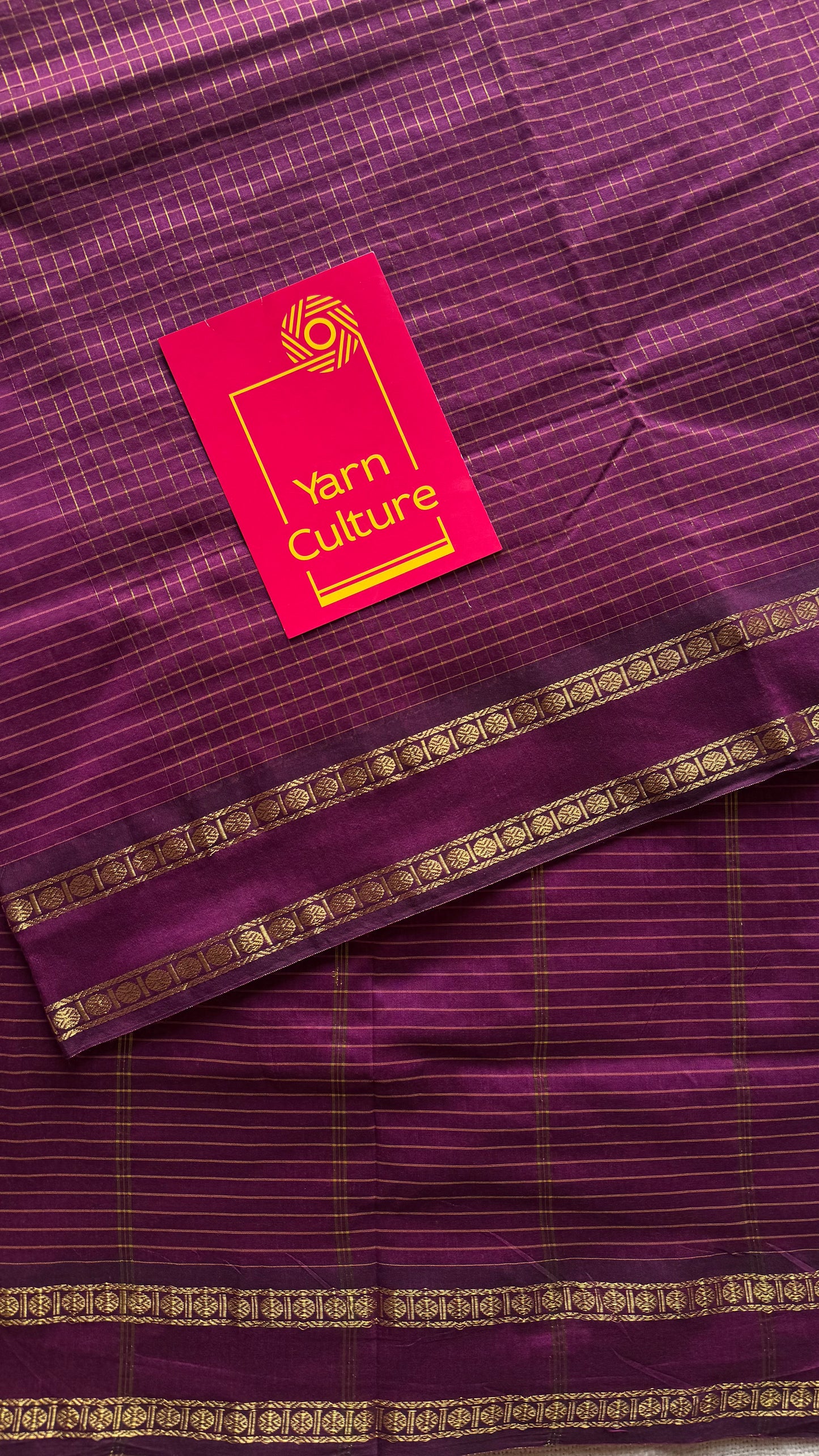 Wine, arani zari checks saree, cotton silk - YCCOTNARFE51