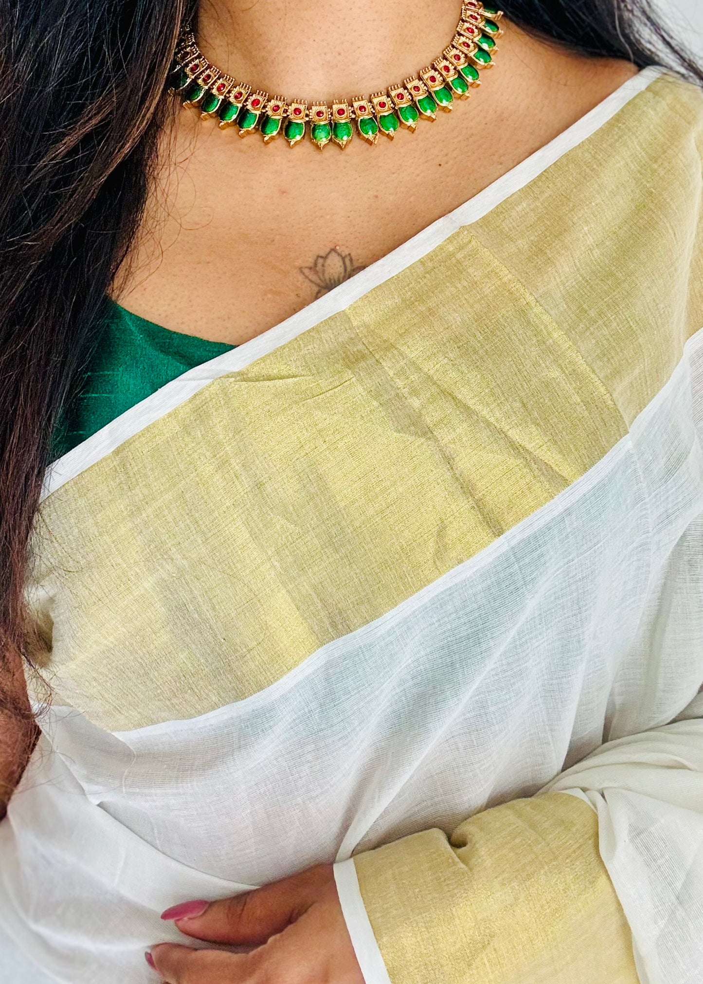 Green nagapadam neckpiece, with earrings - YCGPNP785