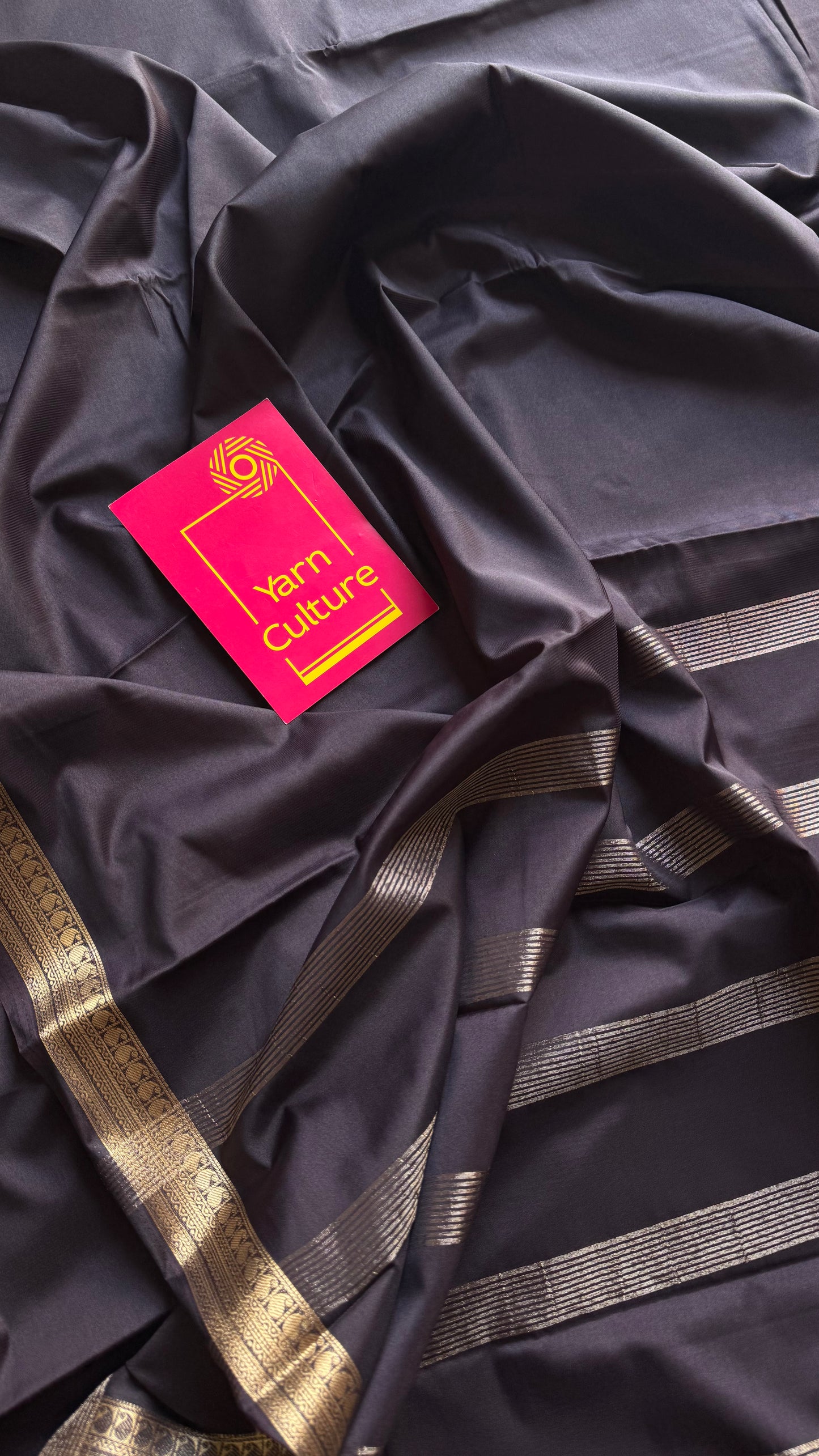 Brownish dark grey Mysore semi crepe silk saree - YCLOKFE234