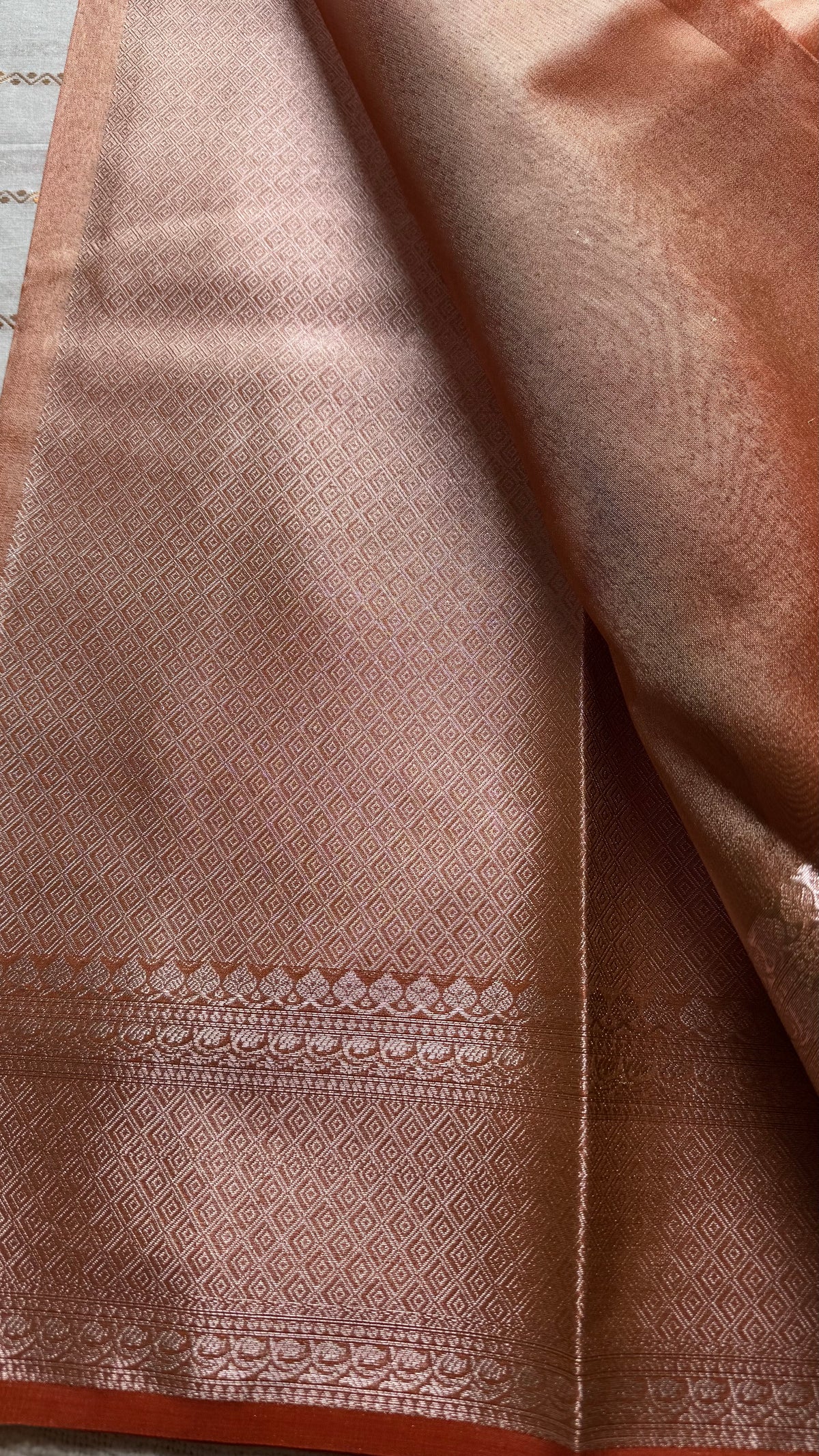Orange tissue Banarasi saree with zari border - YCBLTOC87